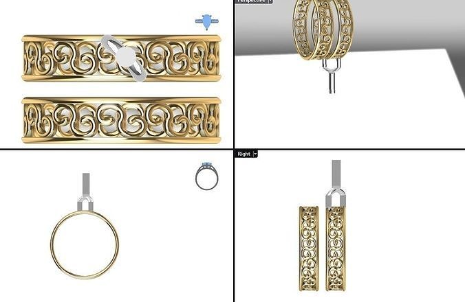 woman patterned ring  3D print model