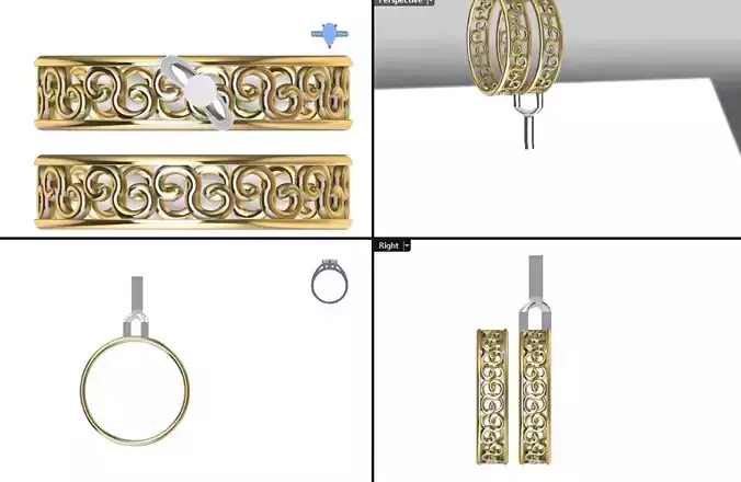 woman patterned ring  3D print model