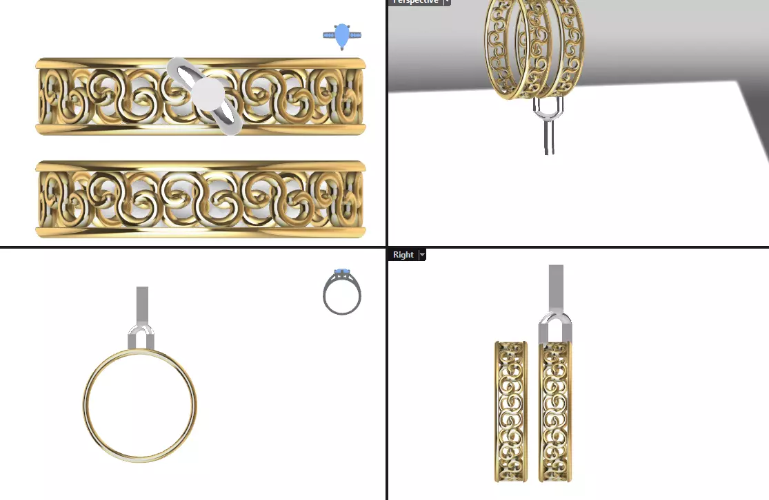 woman patterned ring  3D print model_0