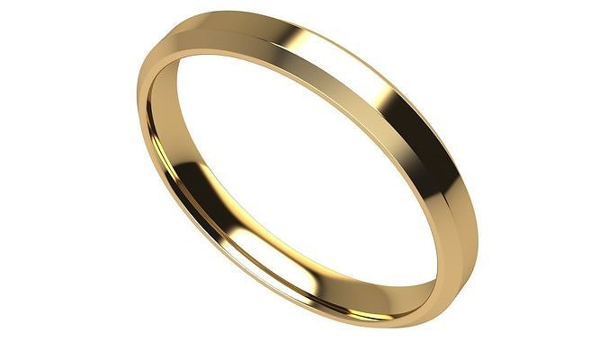 Chamfer Wedding Band 3 mm wide 3D print model