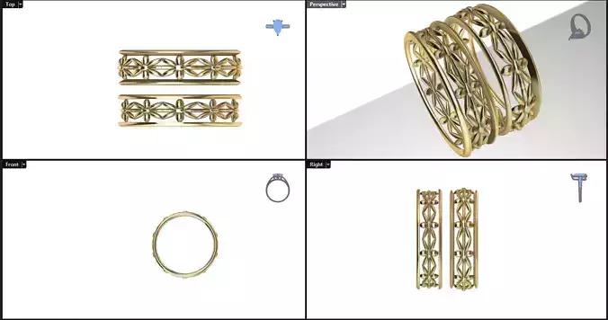 floral model patterned ring 3D print model