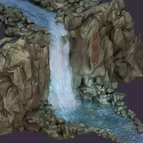Mountain Landscape - Waterfall 03 3D model