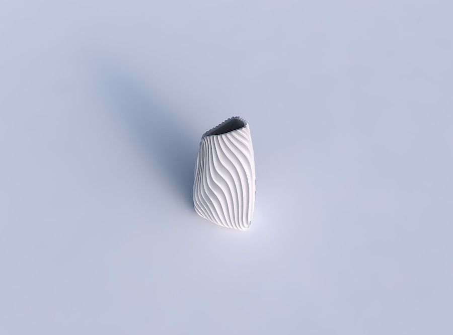 Vase tipped triangle with wavy extruded lines 3 3D print model_1
