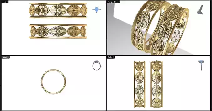 floral patterned woman ring  3D print model