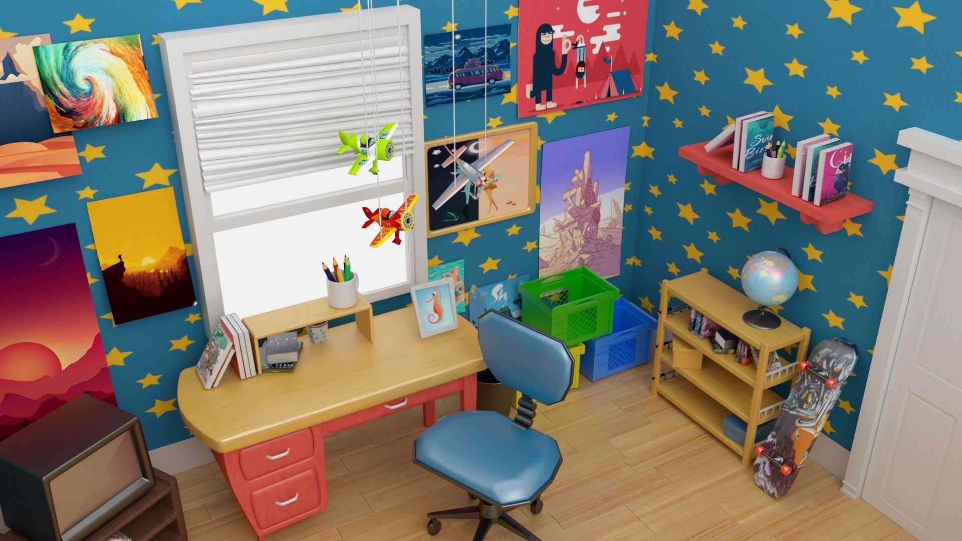 Cartoon  Bedroom 3D Model Low-poly 3D model_1