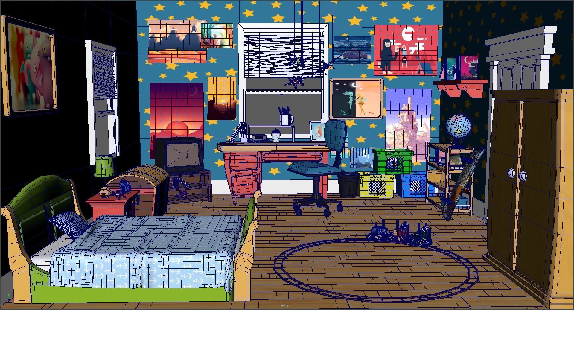 Cartoon  Bedroom 3D Model Low-poly 3D model_6