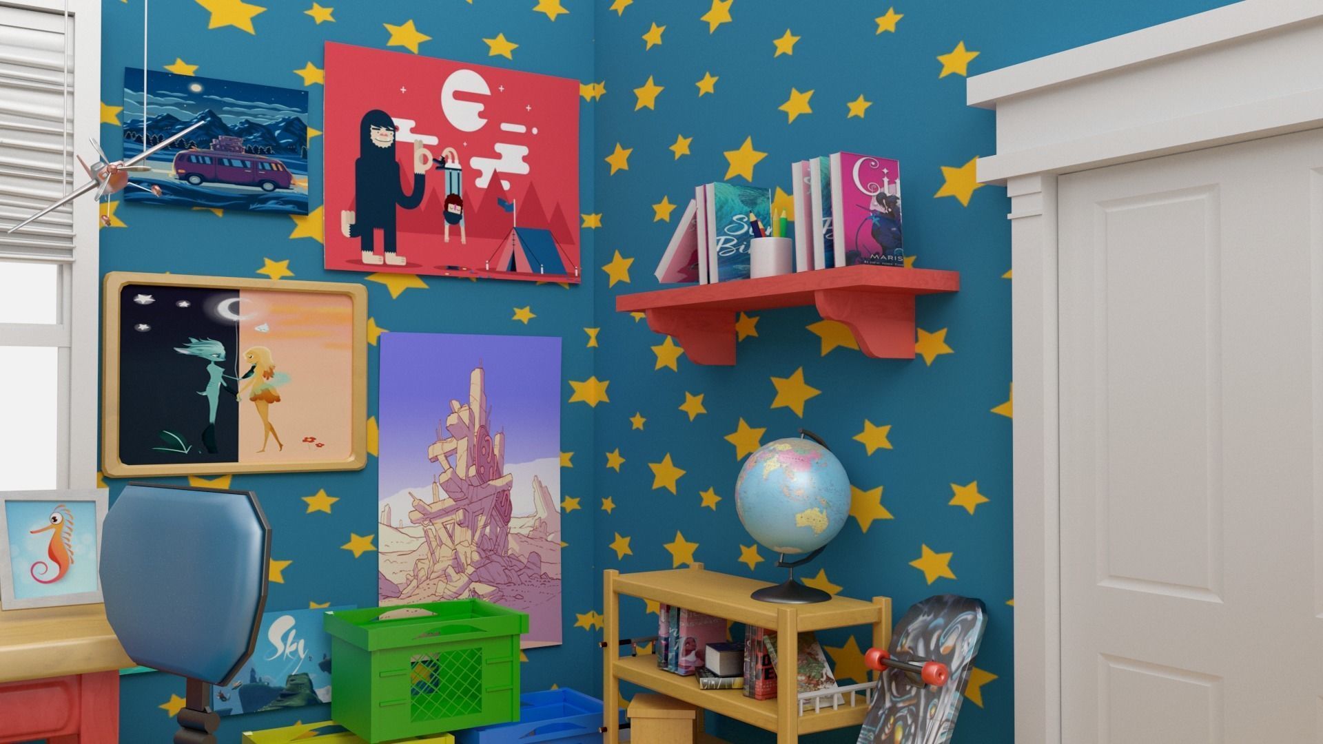 Cartoon  Bedroom 3D Model Low-poly 3D model_5