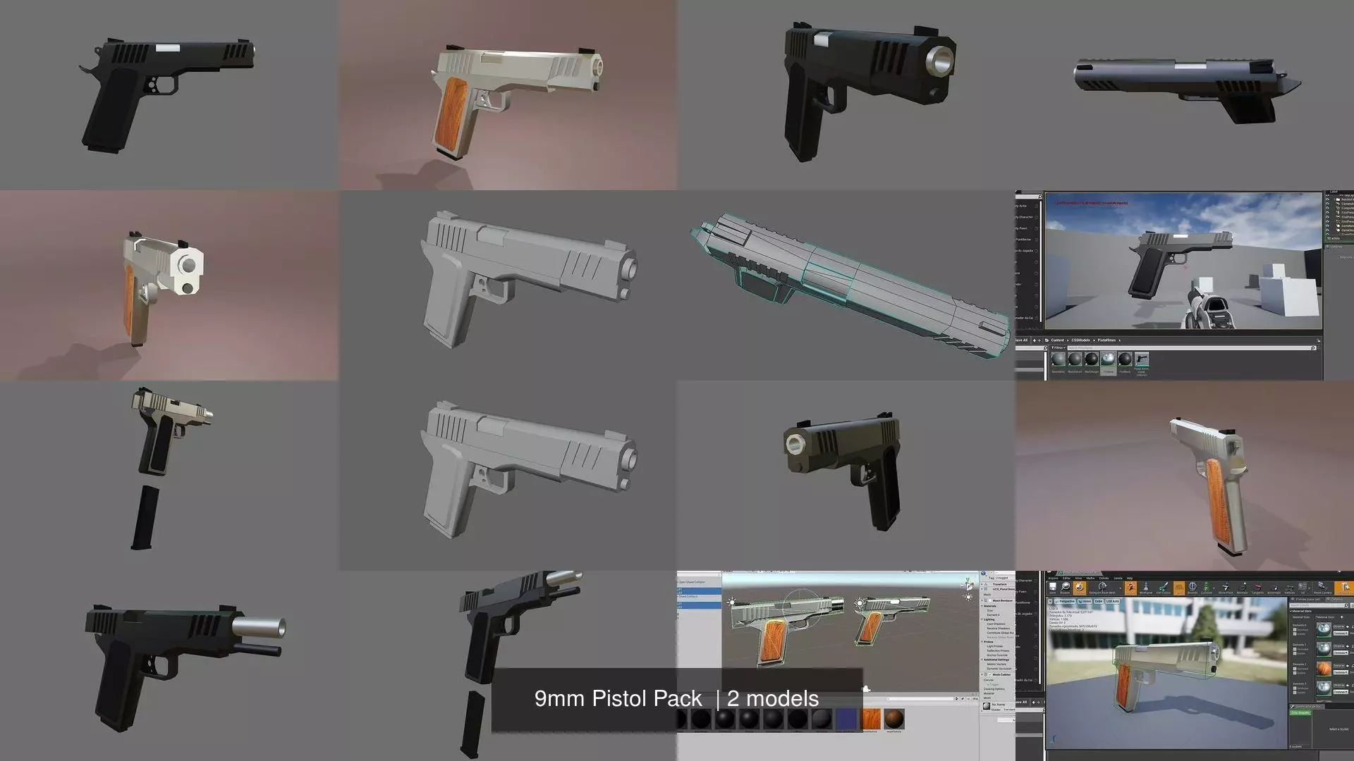 9mm Pistol Pack 3D Model Collection_1