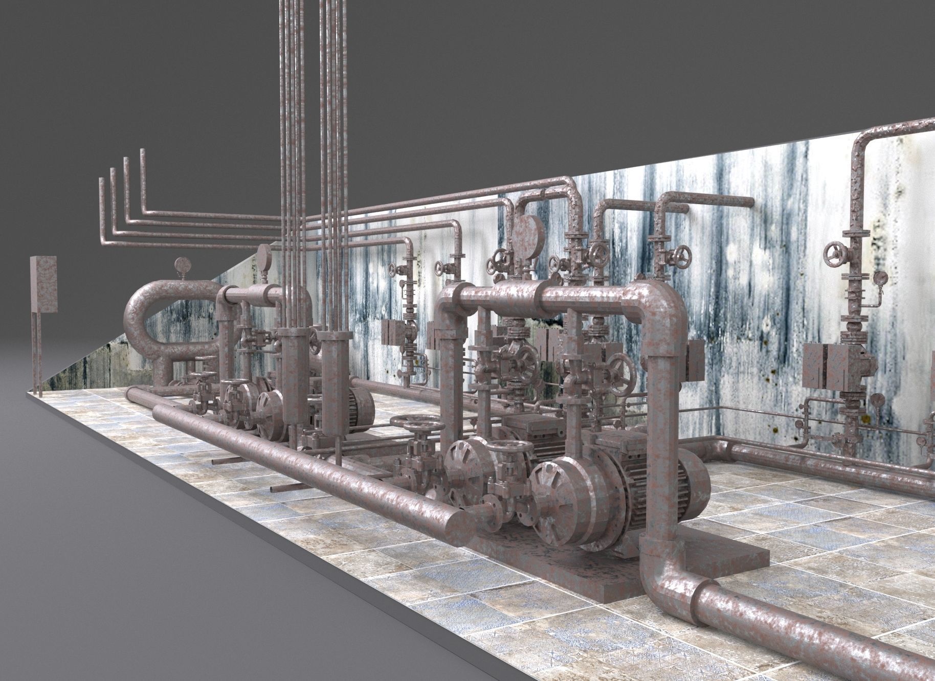 Fire-fighting pumping station 3D model_1