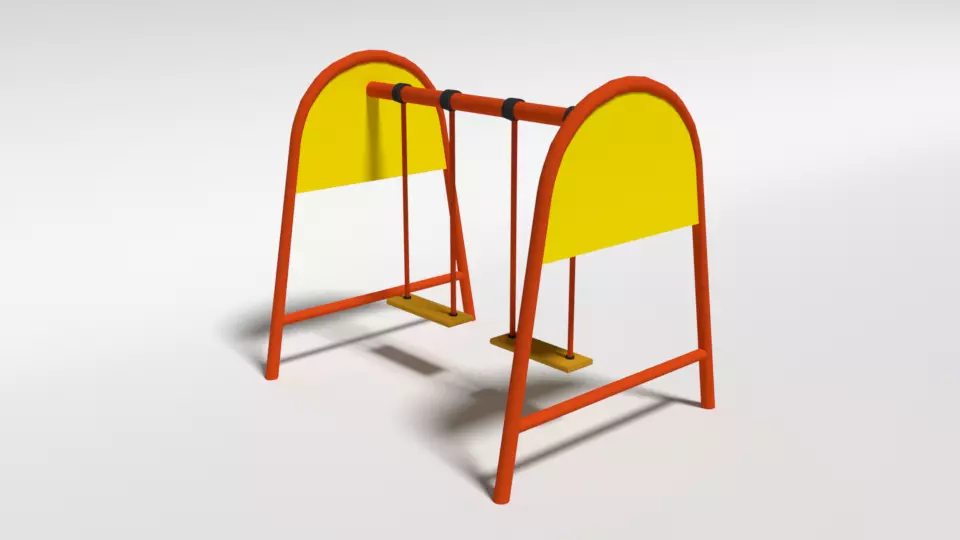 Low Poly Cartoon Playground Swing Low-poly 3D model