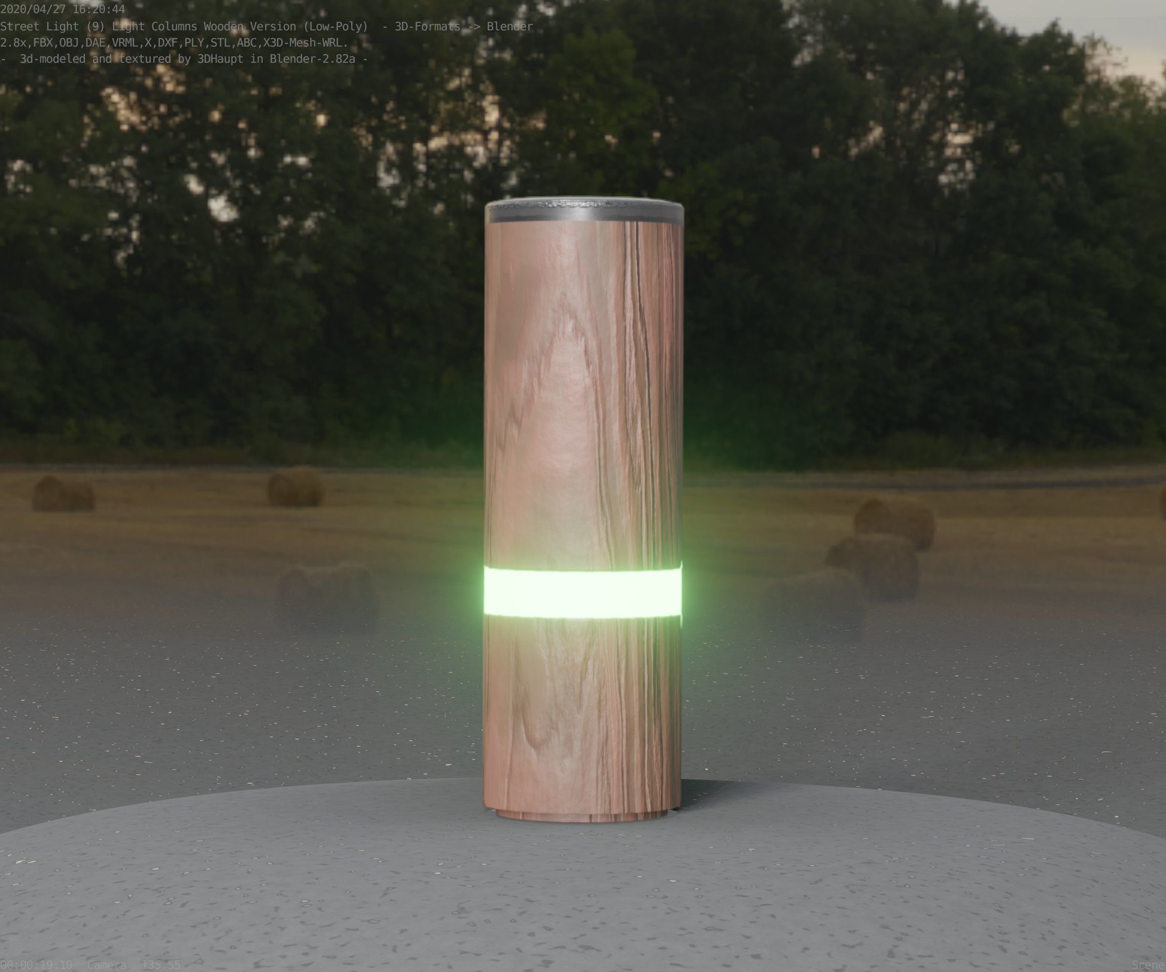 Wood Light-Column 5 - Low-Poly Street-Light Set-9 Low-poly 3D model_66