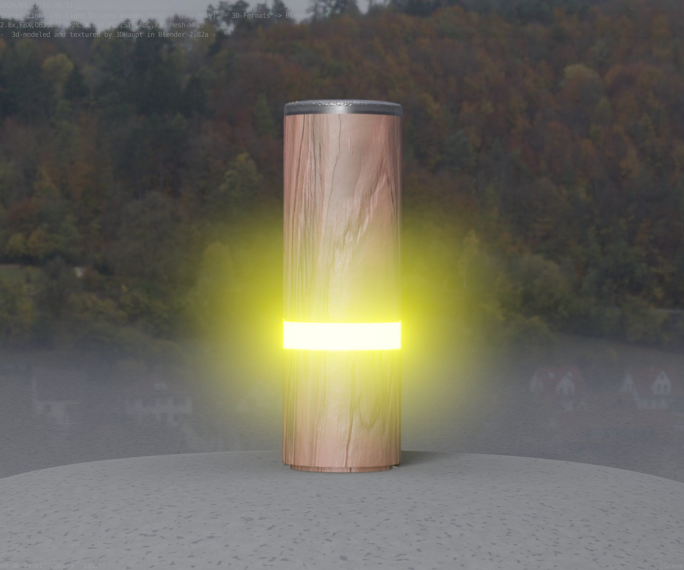 Wood Light-Column 5 - Low-Poly Street-Light Set-9 Low-poly 3D model_4