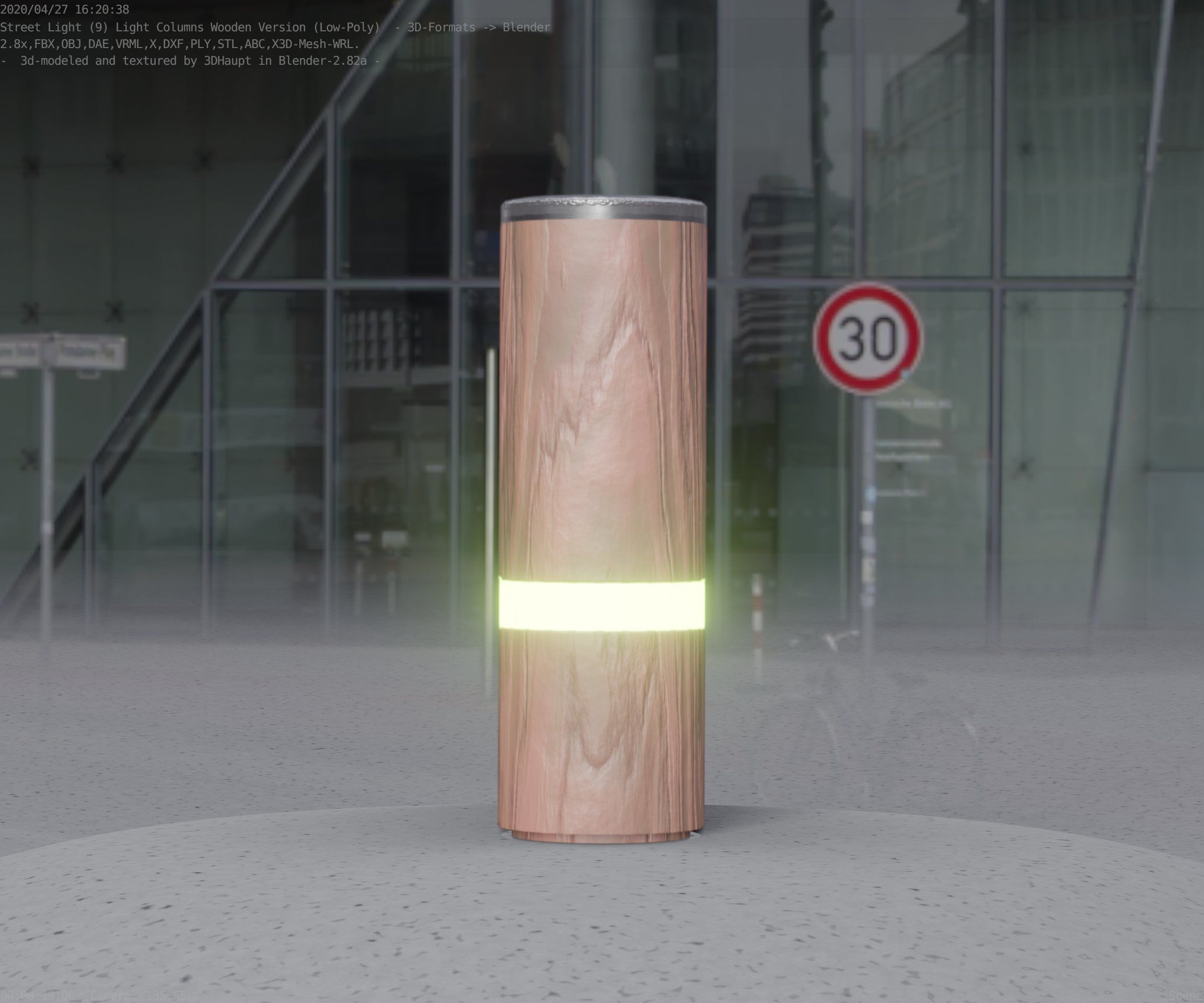Wood Light-Column 5 - Low-Poly Street-Light Set-9 Low-poly 3D model_8