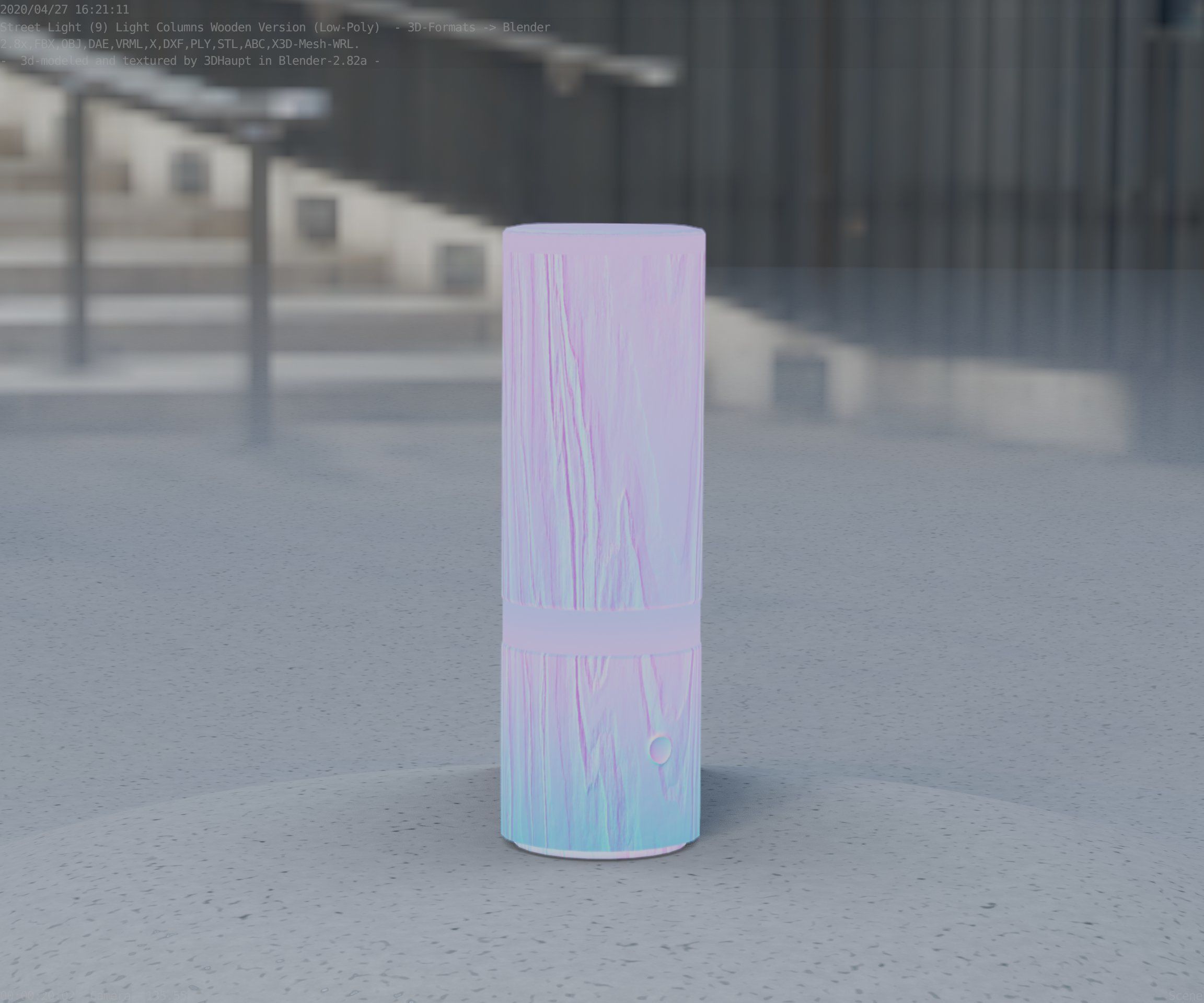 Wood Light-Column 5 - Low-Poly Street-Light Set-9 Low-poly 3D model_82