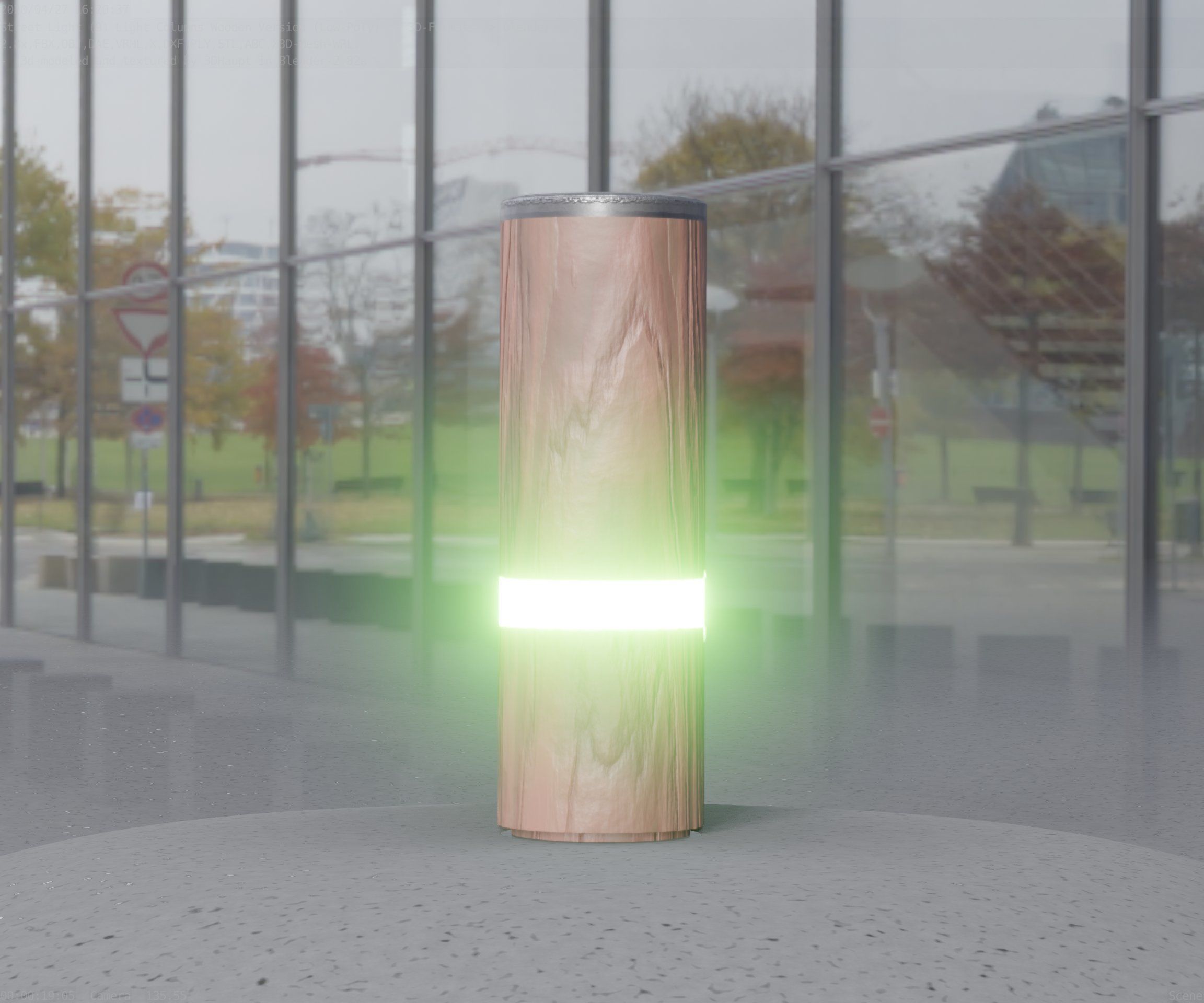Wood Light-Column 5 - Low-Poly Street-Light Set-9 Low-poly 3D model_7
