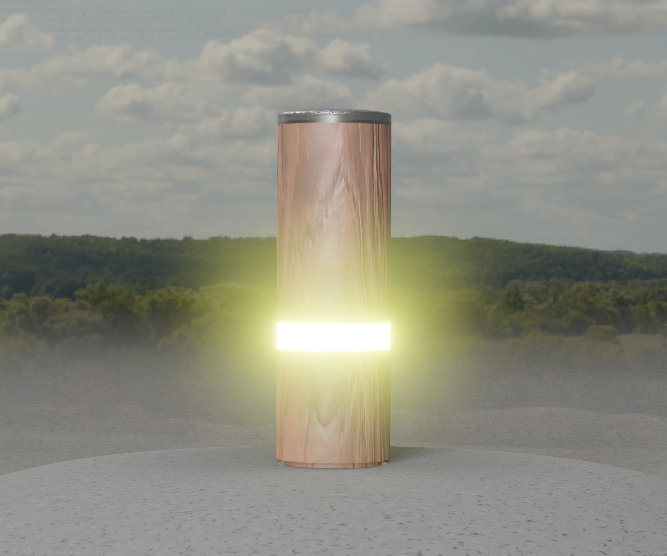 Wood Light-Column 5 - Low-Poly Street-Light Set-9 Low-poly 3D model_9
