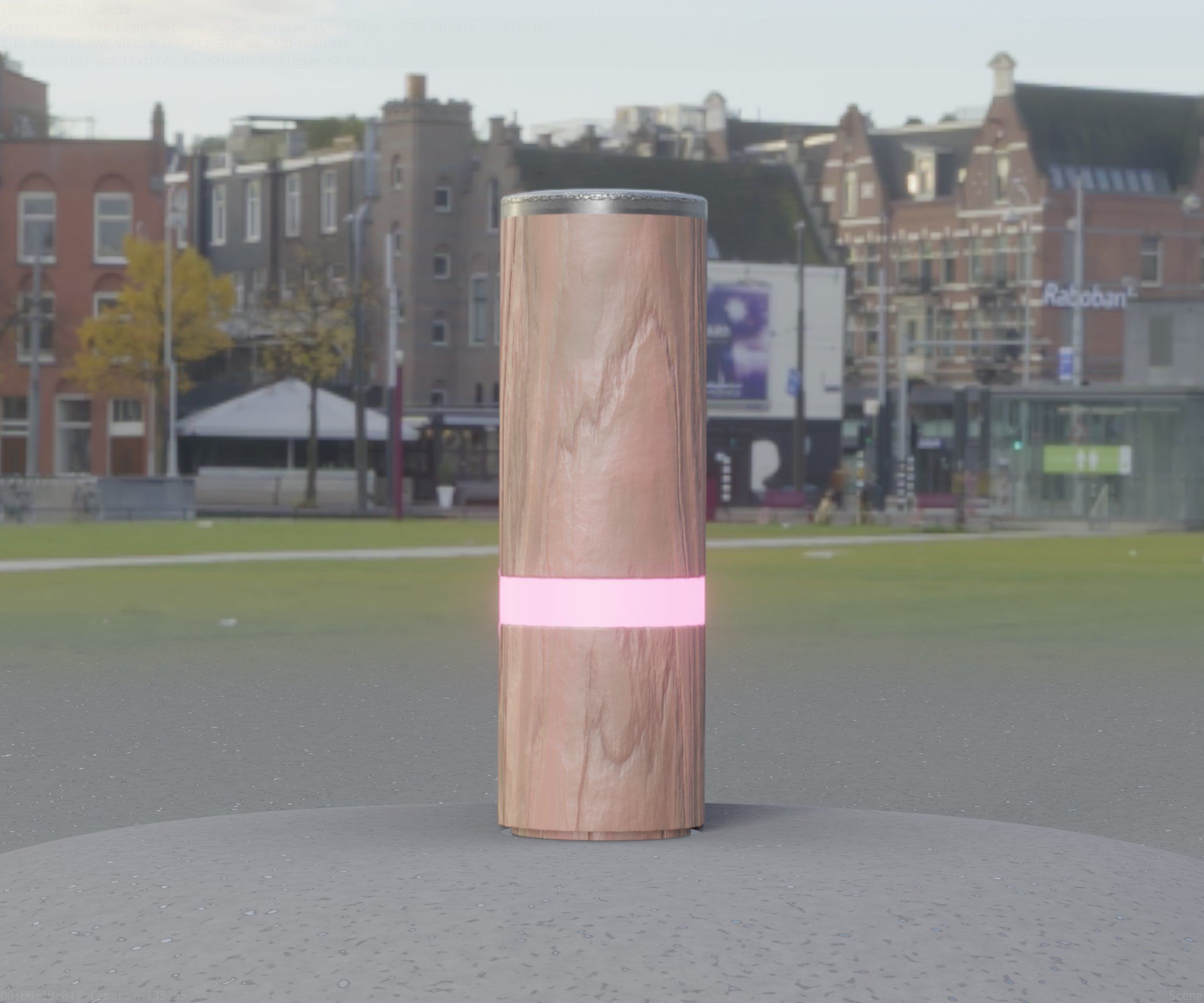 Wood Light-Column 5 - Low-Poly Street-Light Set-9 Low-poly 3D model_6