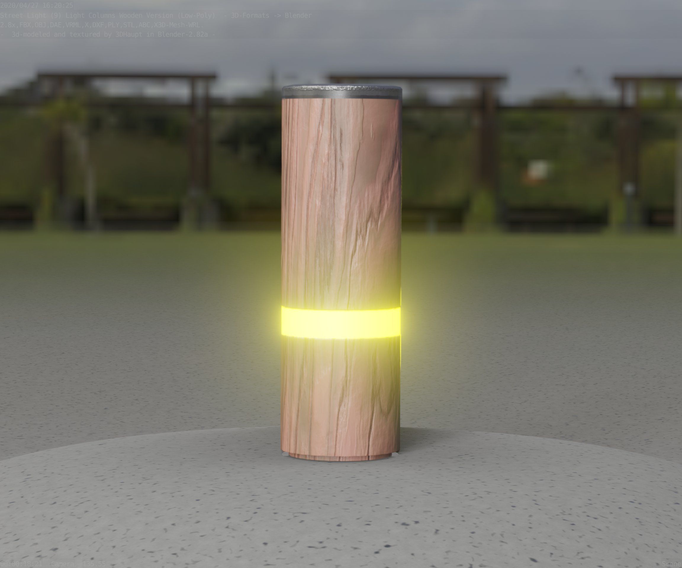 Wood Light-Column 5 - Low-Poly Street-Light Set-9 Low-poly 3D model_65