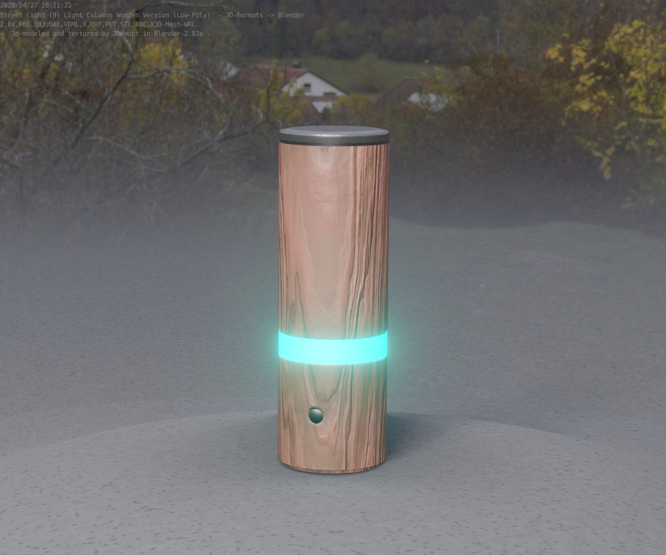 Wood Light-Column 5 - Low-Poly Street-Light Set-9 Low-poly 3D model_88