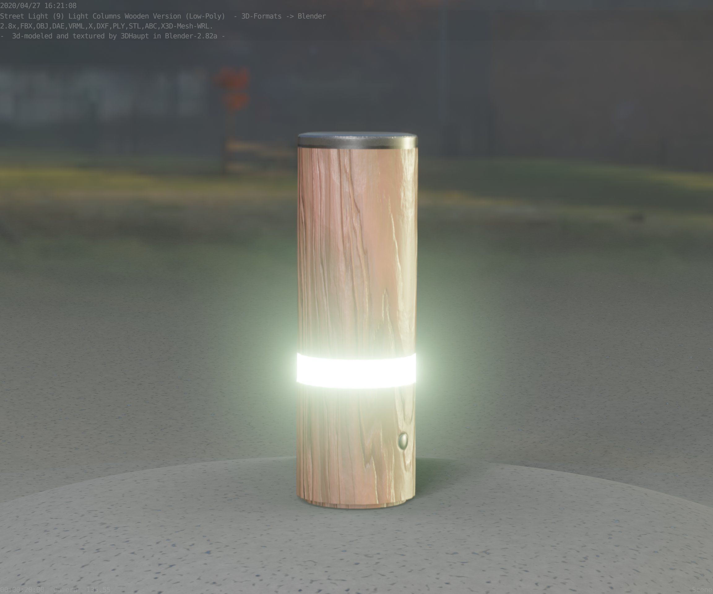Wood Light-Column 5 - Low-Poly Street-Light Set-9 Low-poly 3D model_80