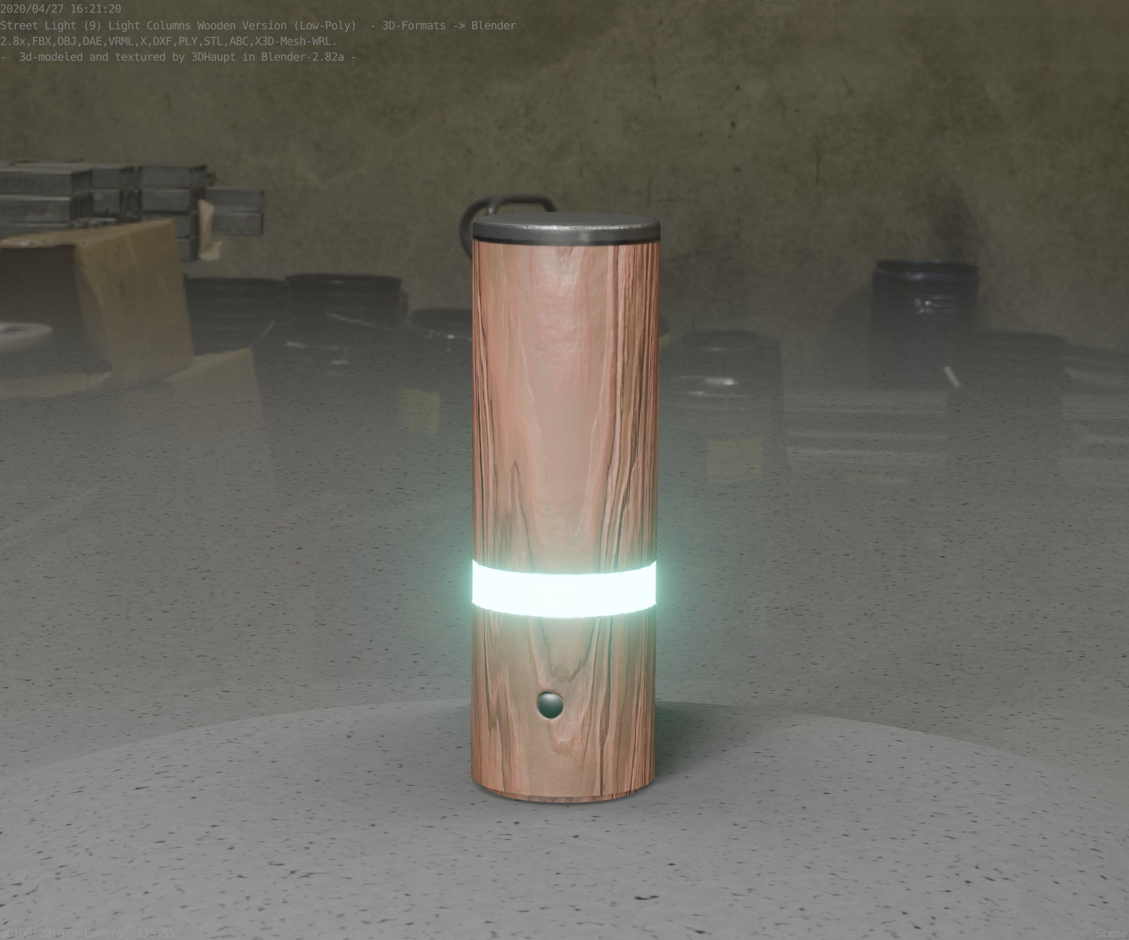 Wood Light-Column 5 - Low-Poly Street-Light Set-9 Low-poly 3D model_87