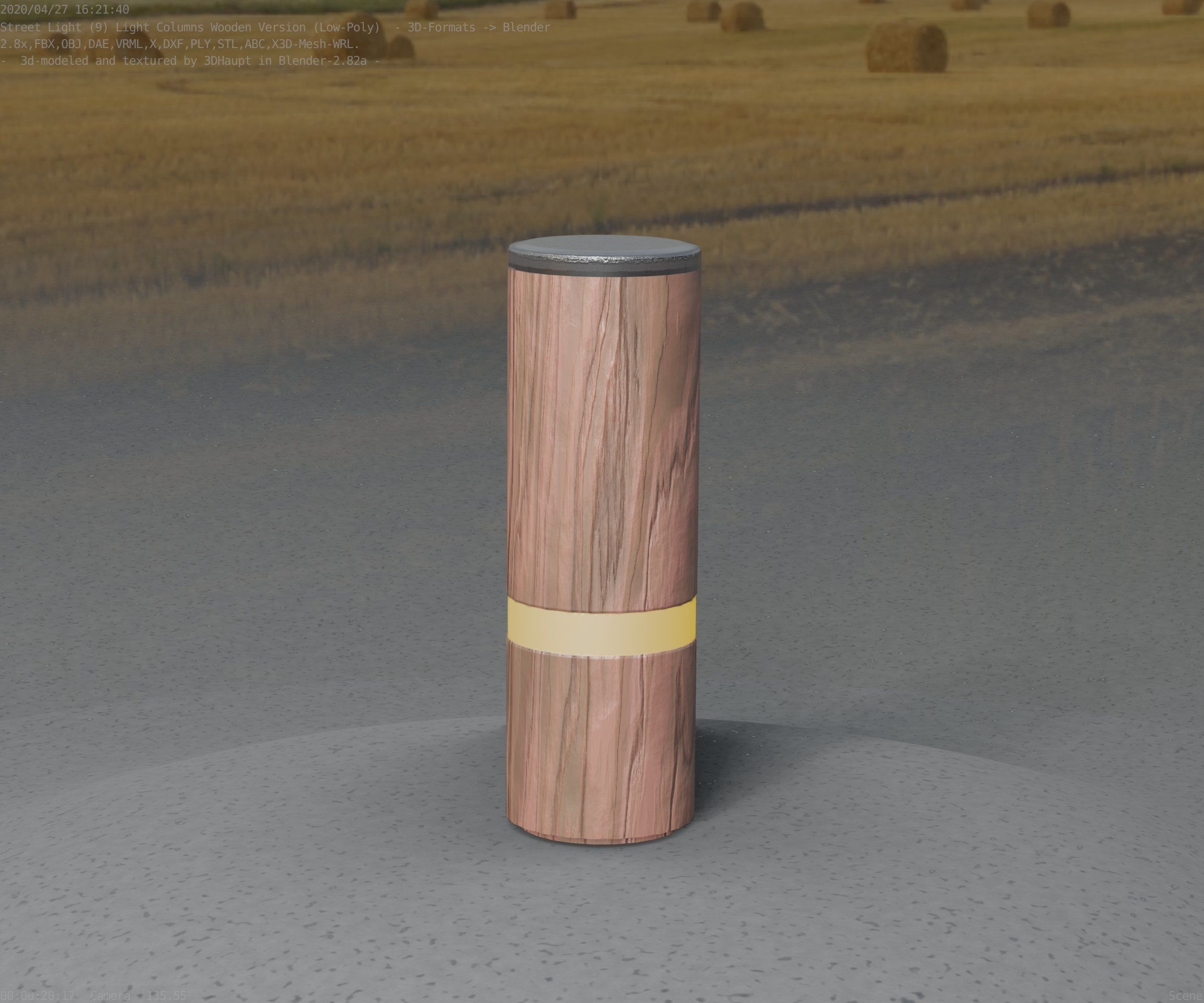 Wood Light-Column 5 - Low-Poly Street-Light Set-9 Low-poly 3D model_97