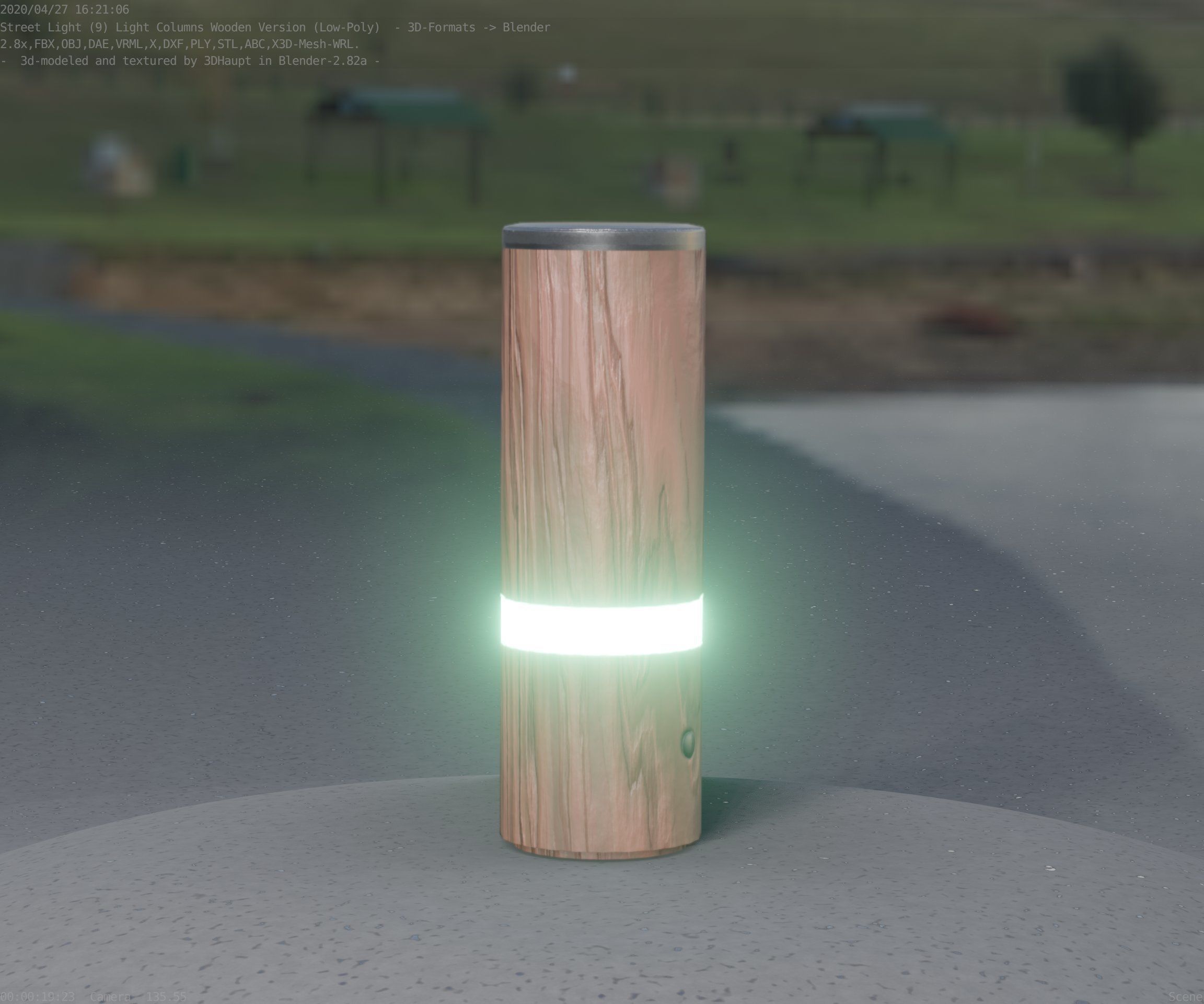 Wood Light-Column 5 - Low-Poly Street-Light Set-9 Low-poly 3D model_79