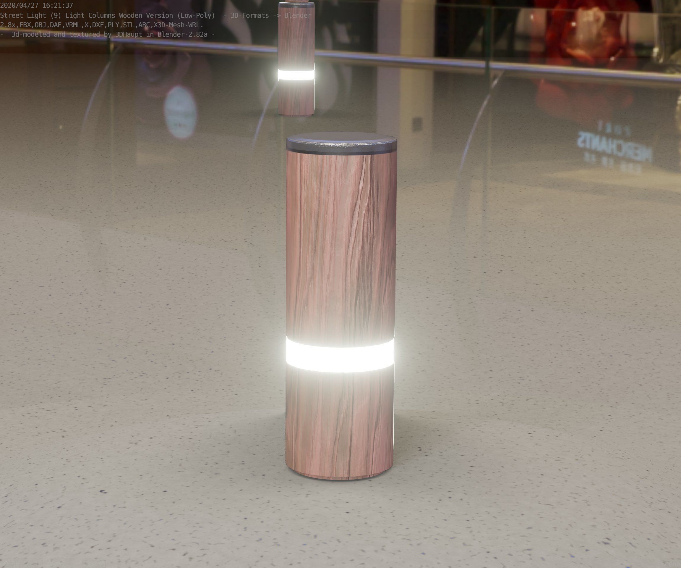 Wood Light-Column 5 - Low-Poly Street-Light Set-9 Low-poly 3D model_95