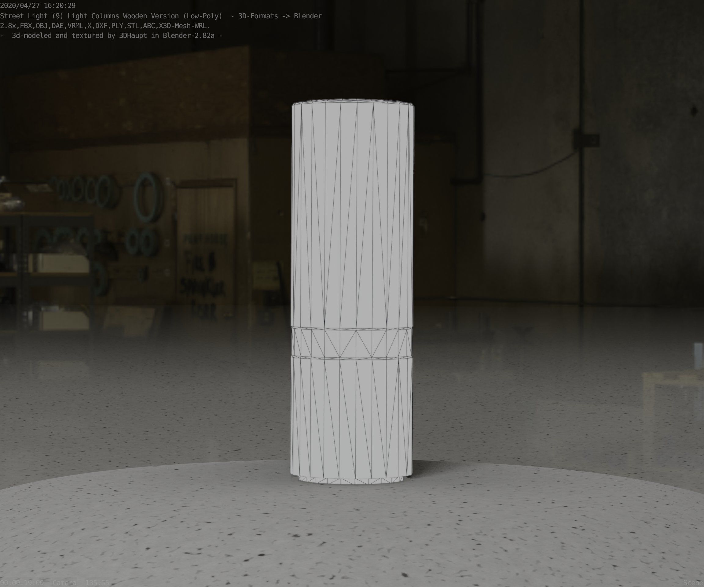 Wood Light-Column 5 - Low-Poly Street-Light Set-9 Low-poly 3D model_3