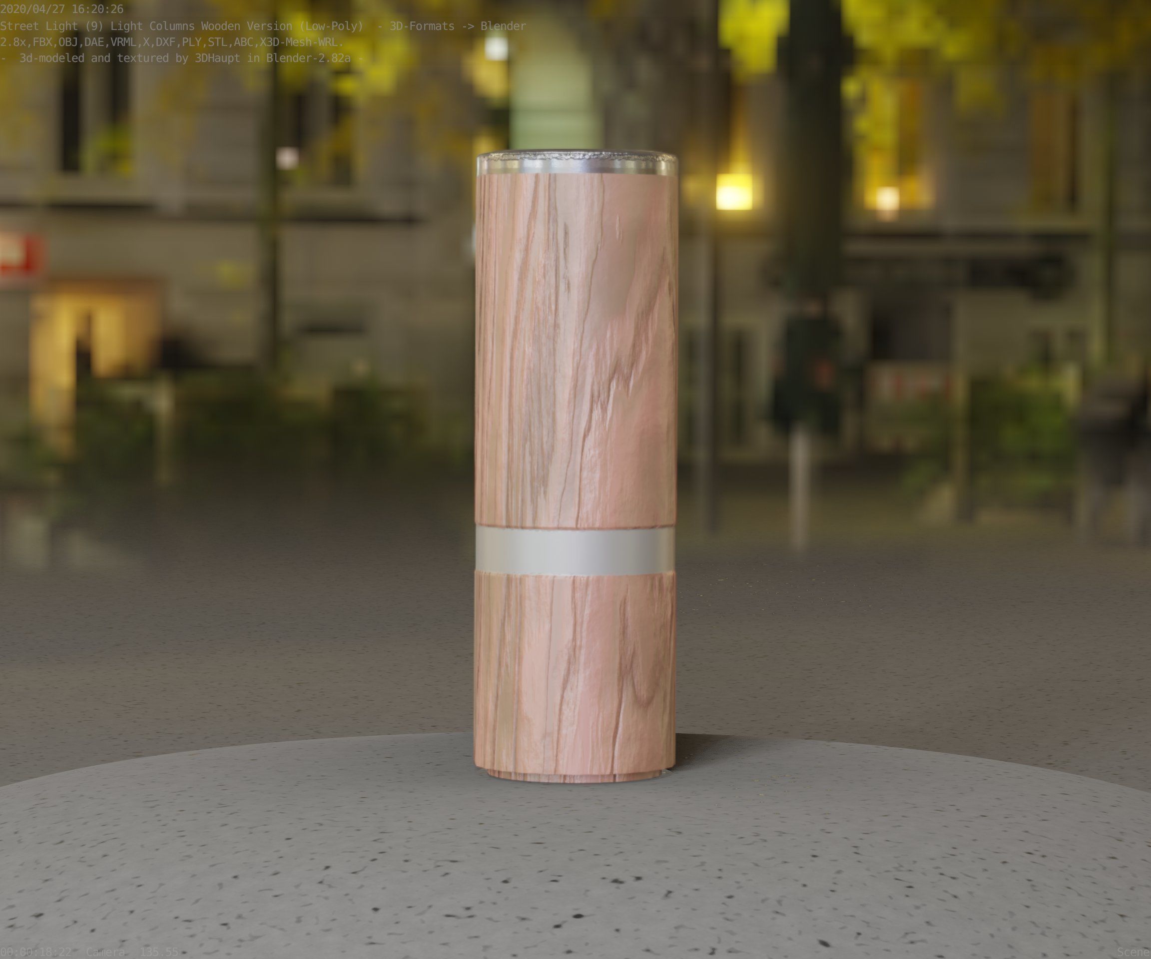 Wood Light-Column 5 - Low-Poly Street-Light Set-9 Low-poly 3D model_1