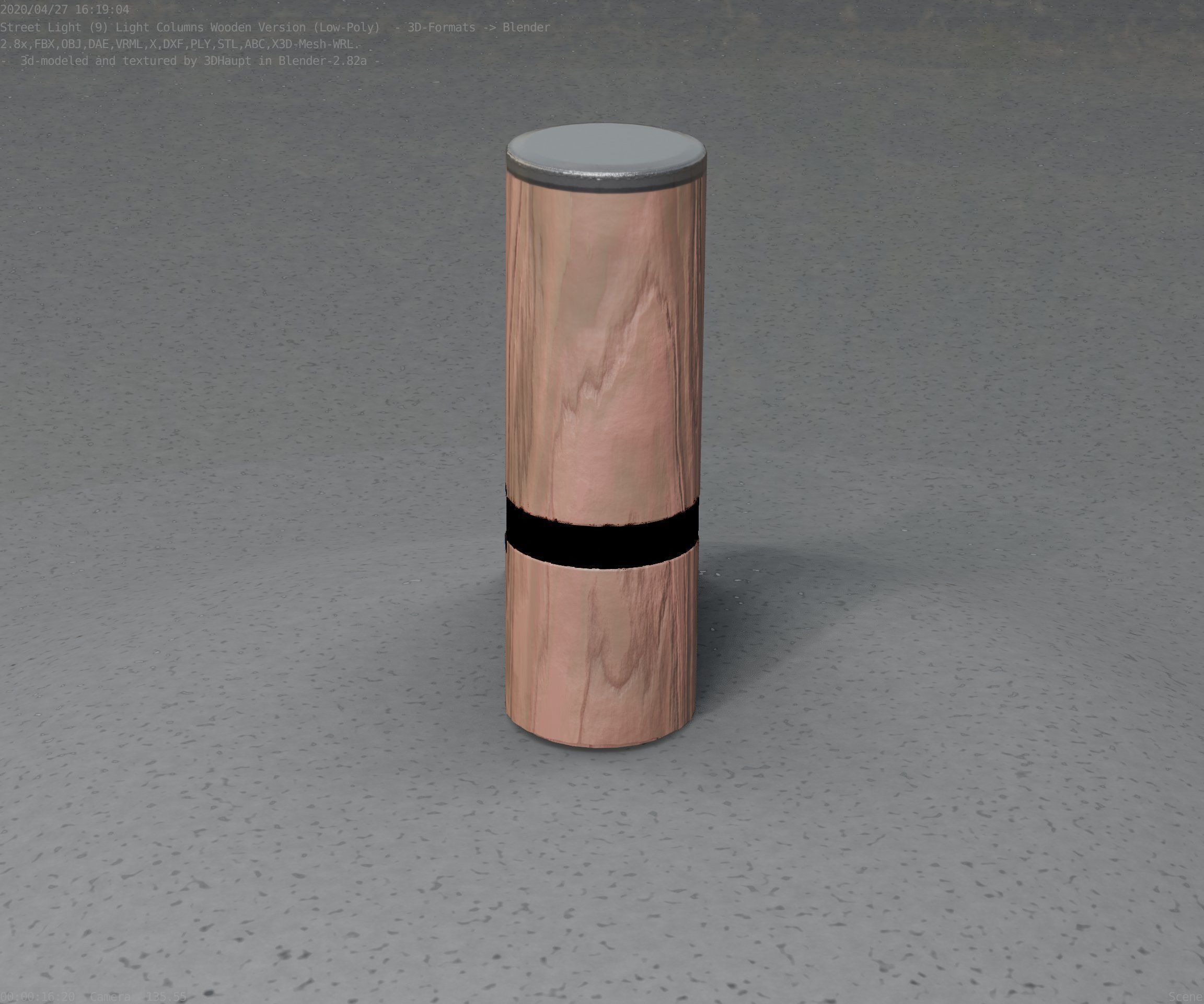 Wood Light-Column 5 - Low-Poly Street-Light Set-9 Low-poly 3D model_15