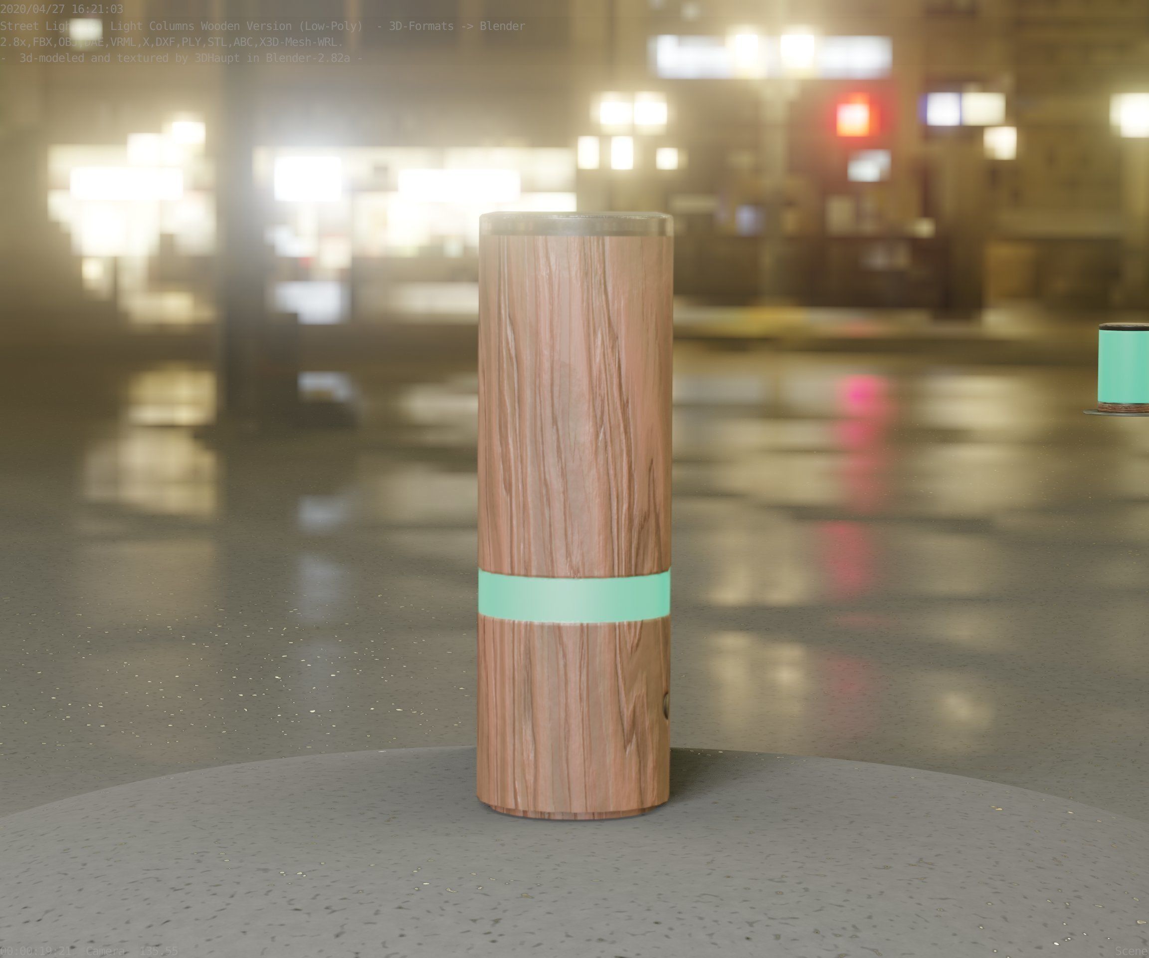 Wood Light-Column 5 - Low-Poly Street-Light Set-9 Low-poly 3D model_77