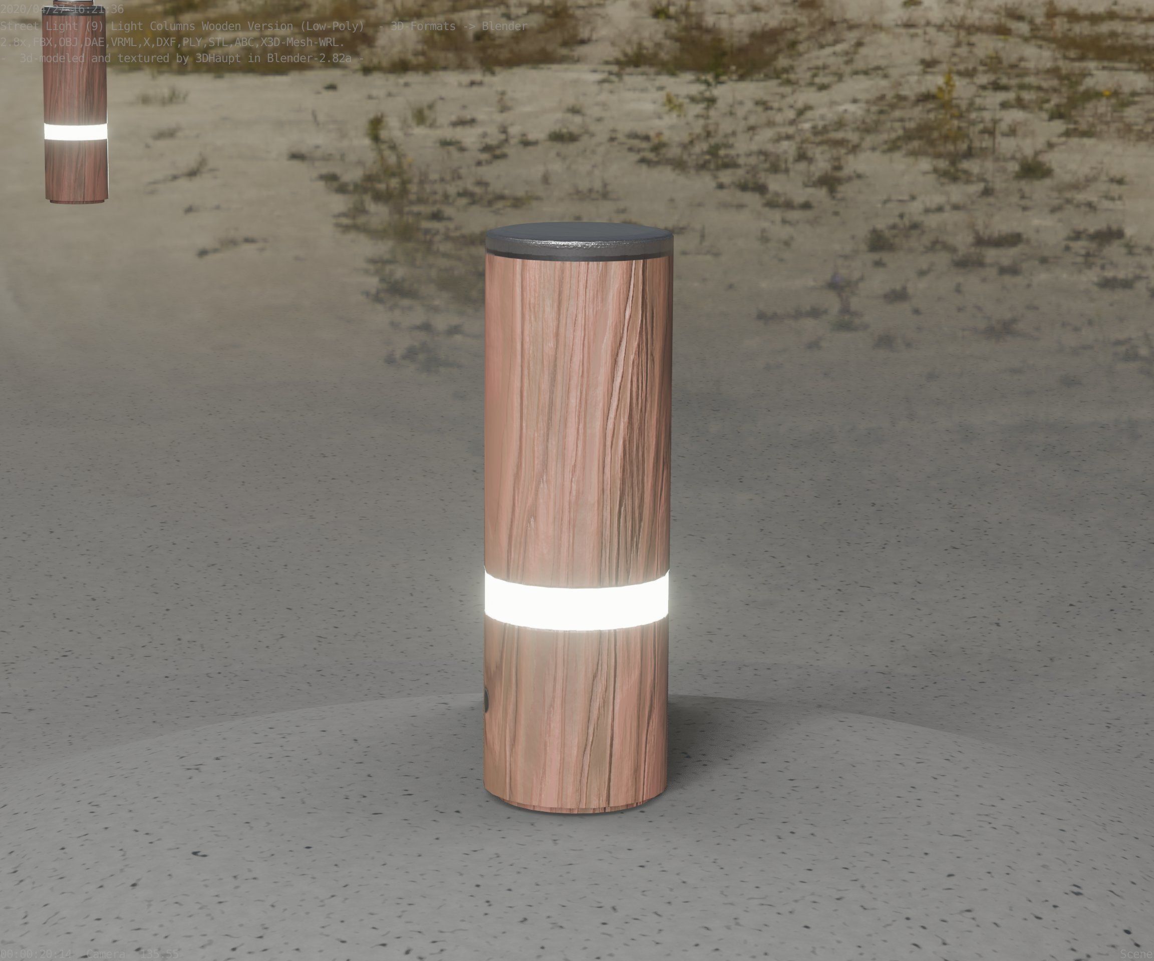Wood Light-Column 5 - Low-Poly Street-Light Set-9 Low-poly 3D model_94