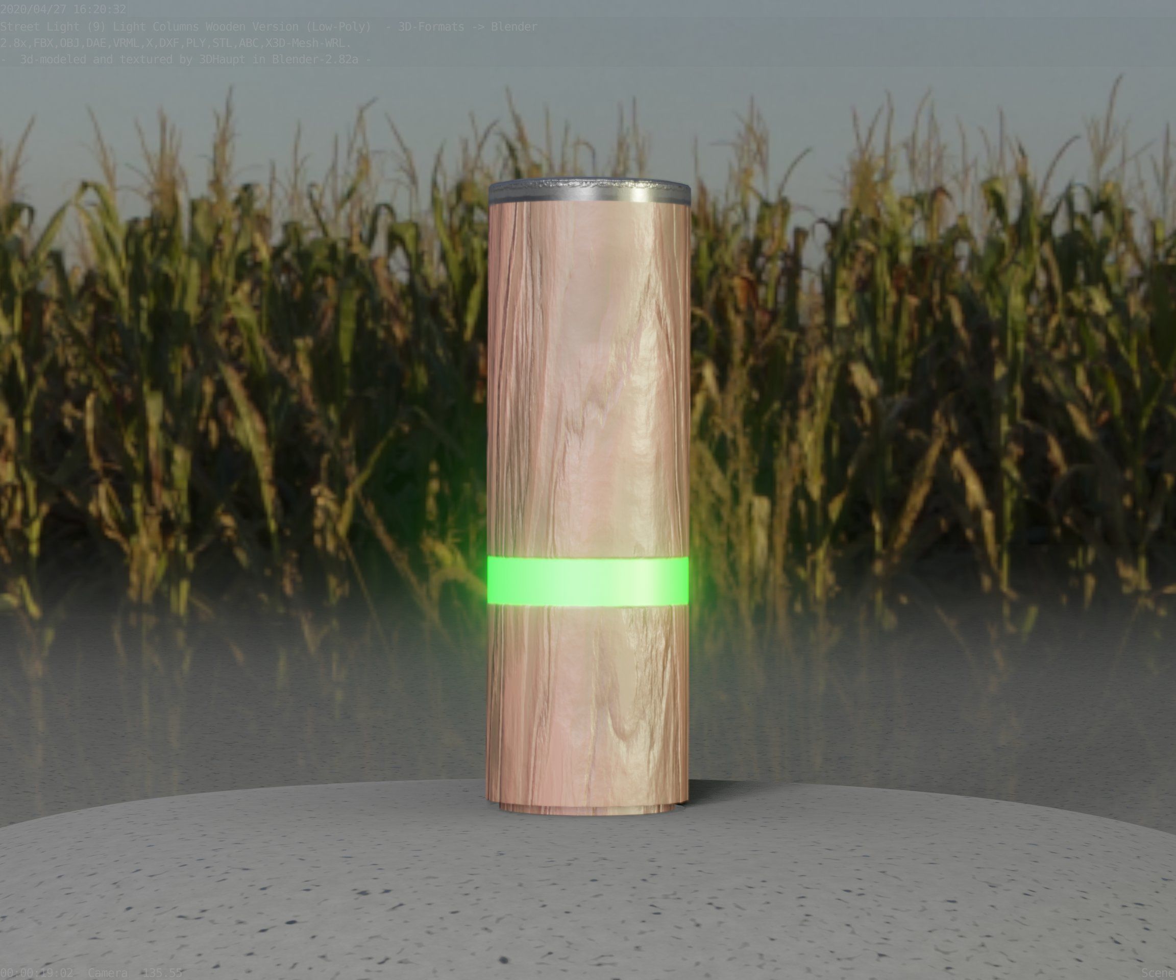 Wood Light-Column 5 - Low-Poly Street-Light Set-9 Low-poly 3D model_5