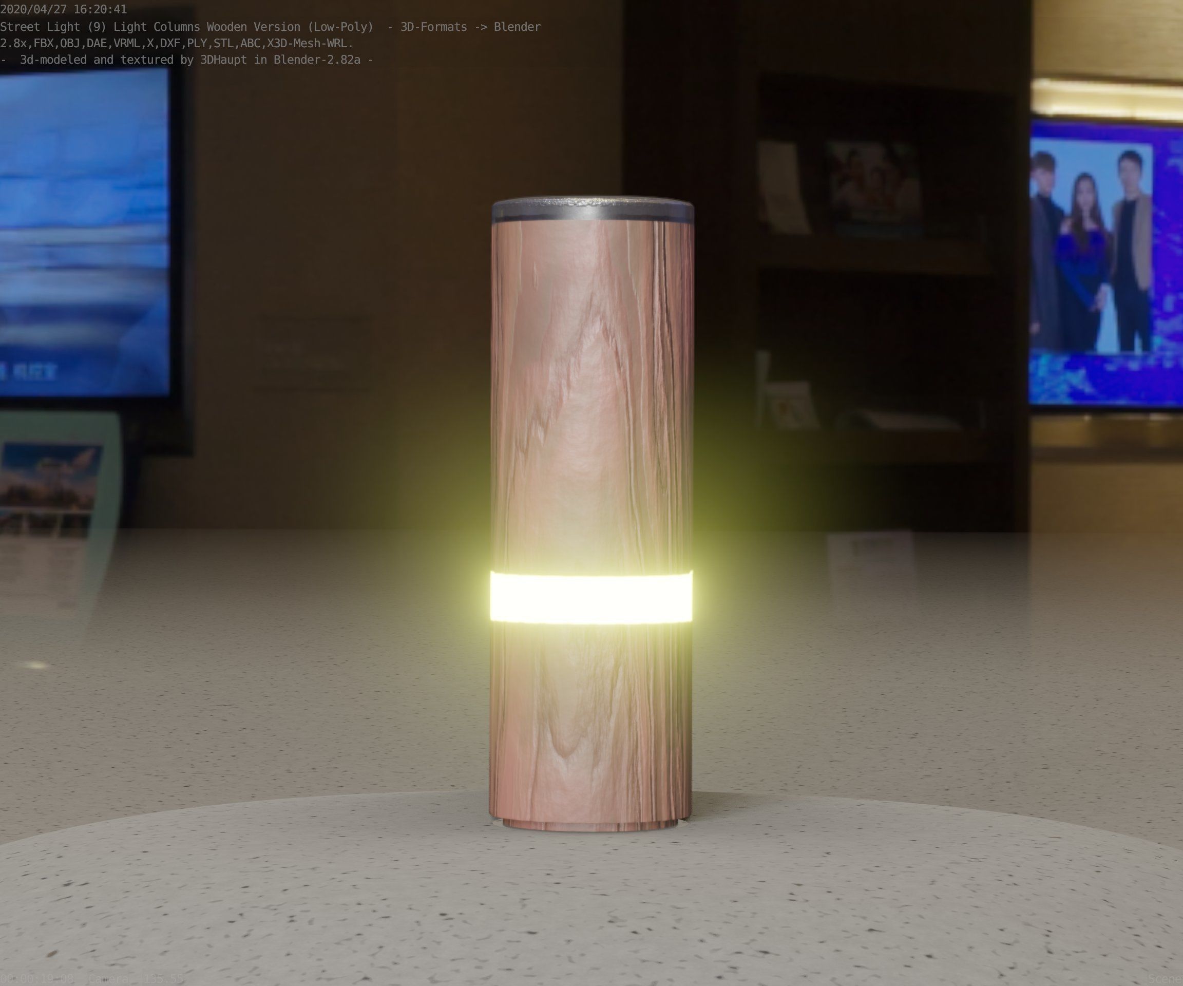 Wood Light-Column 5 - Low-Poly Street-Light Set-9 Low-poly 3D model_10