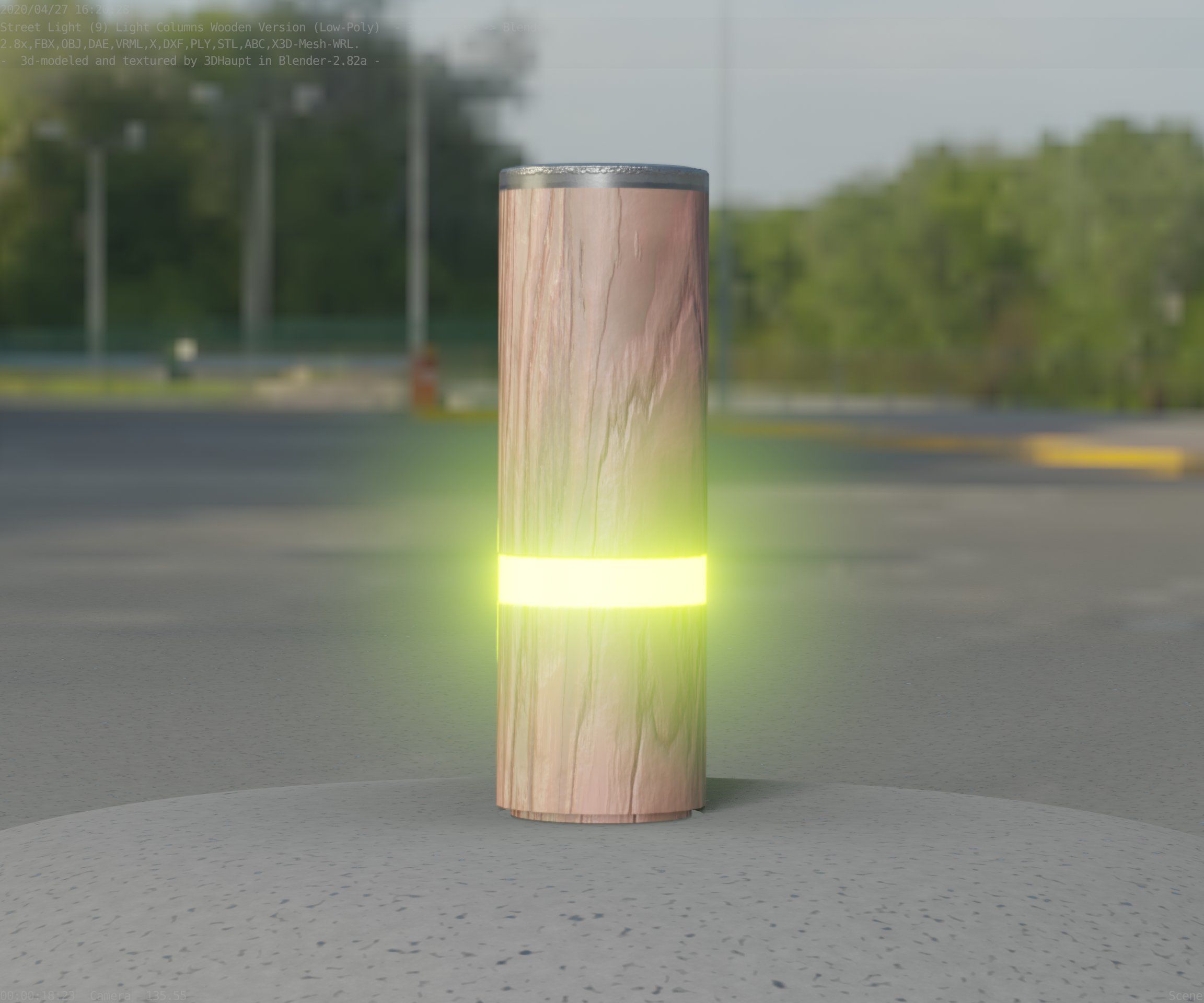 Wood Light-Column 5 - Low-Poly Street-Light Set-9 Low-poly 3D model_2