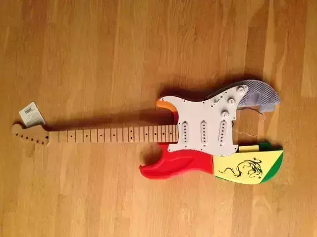 3D printed guitar design drawings assembly model