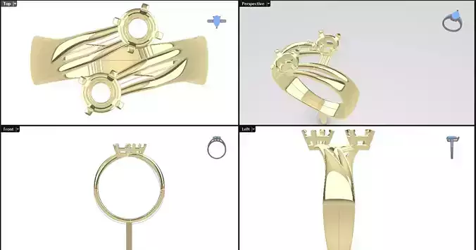 2 x 6 mm diamond  zircon ring 