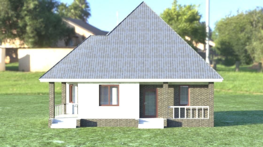 House with roof Low-poly 3D model_1