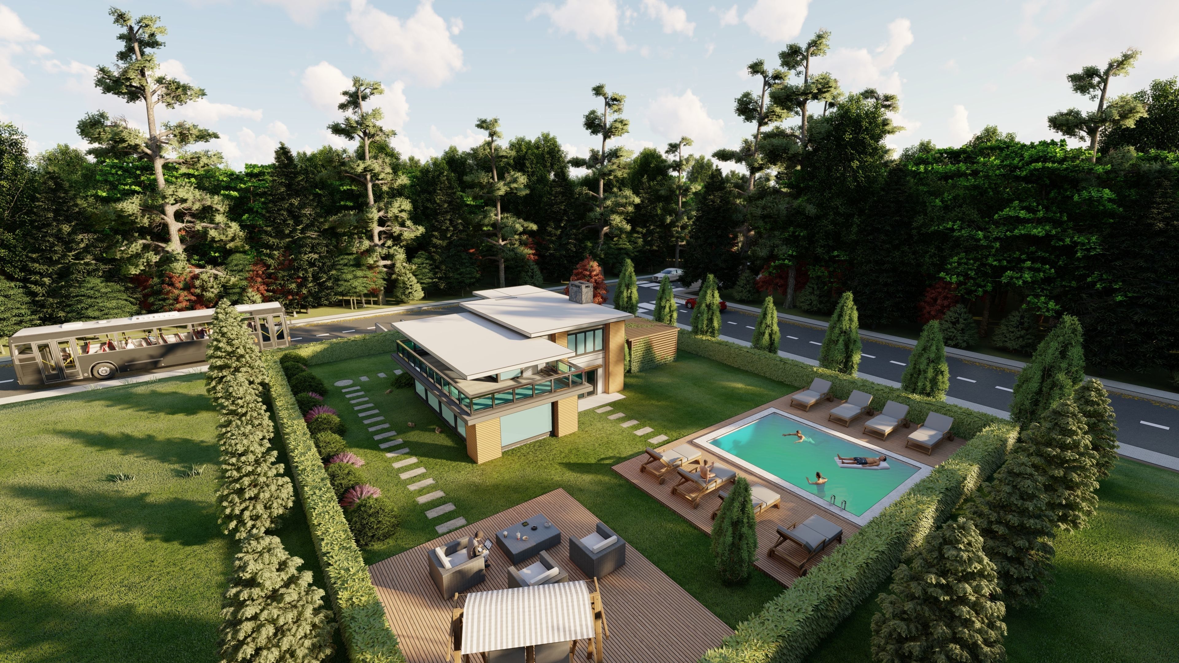 3D Villa With Garden 2 3D model_7