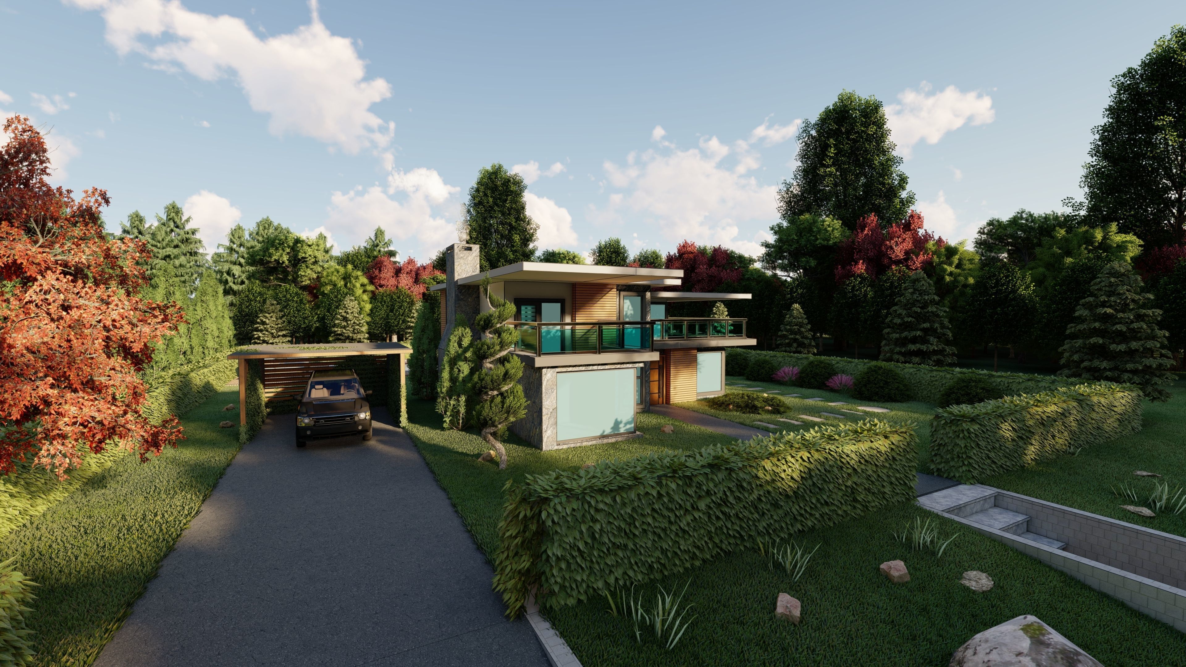 3D Villa With Garden 2 3D model_5