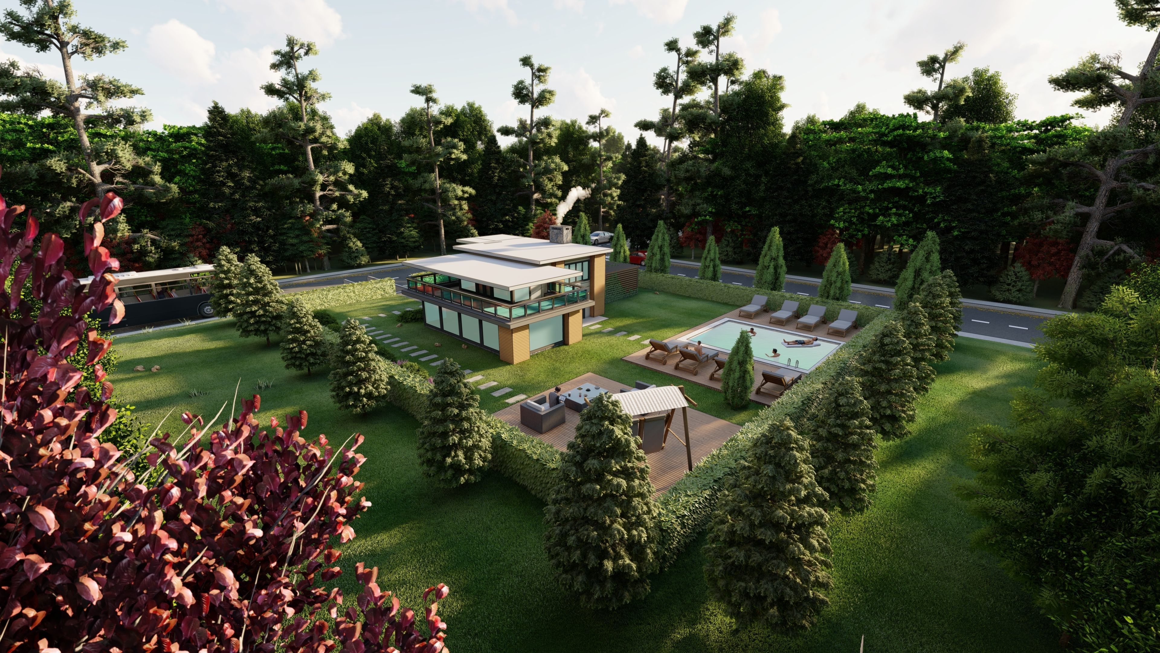 3D Villa With Garden 2 3D model_9