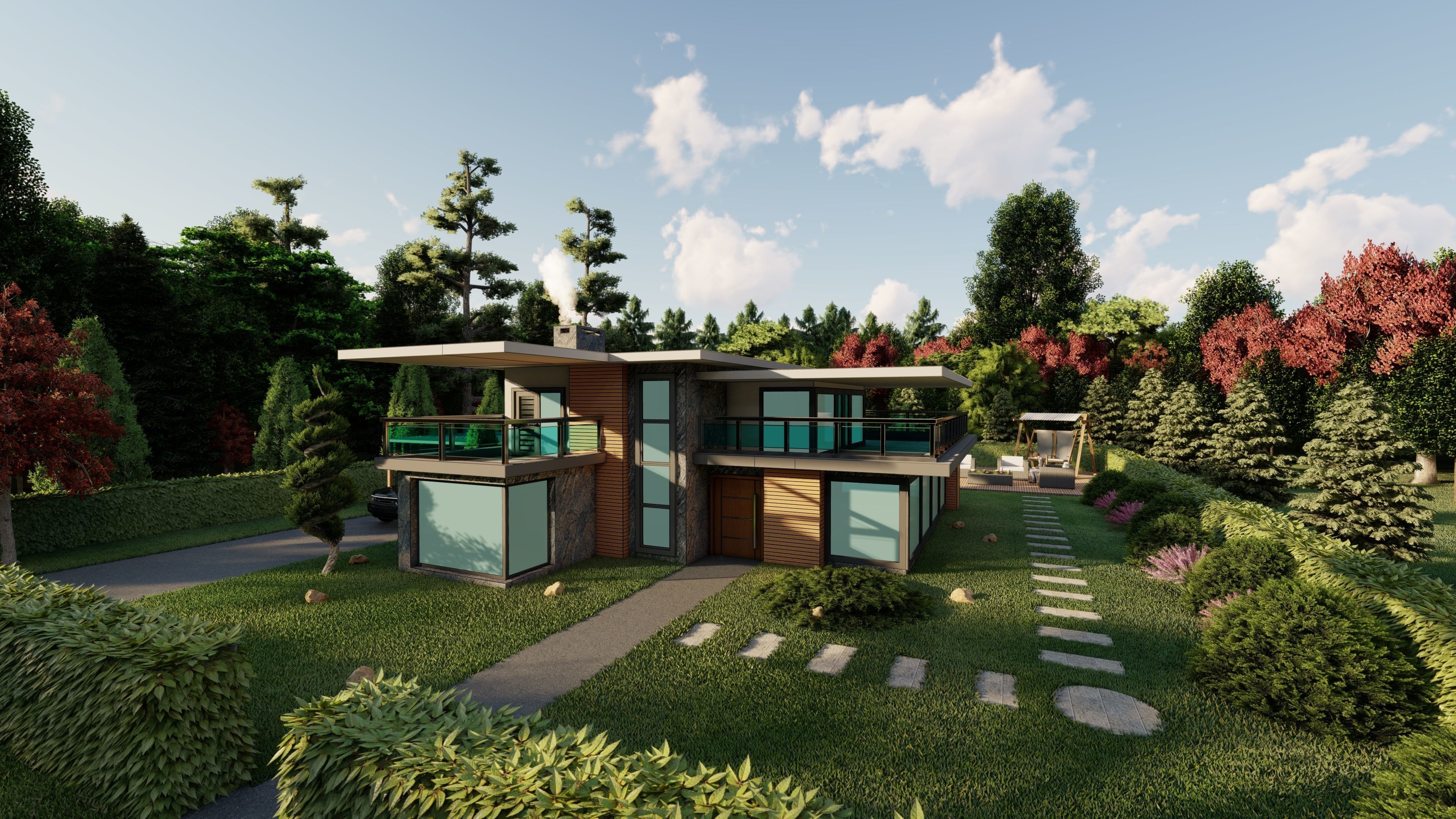3D Villa With Garden 2 3D model_17