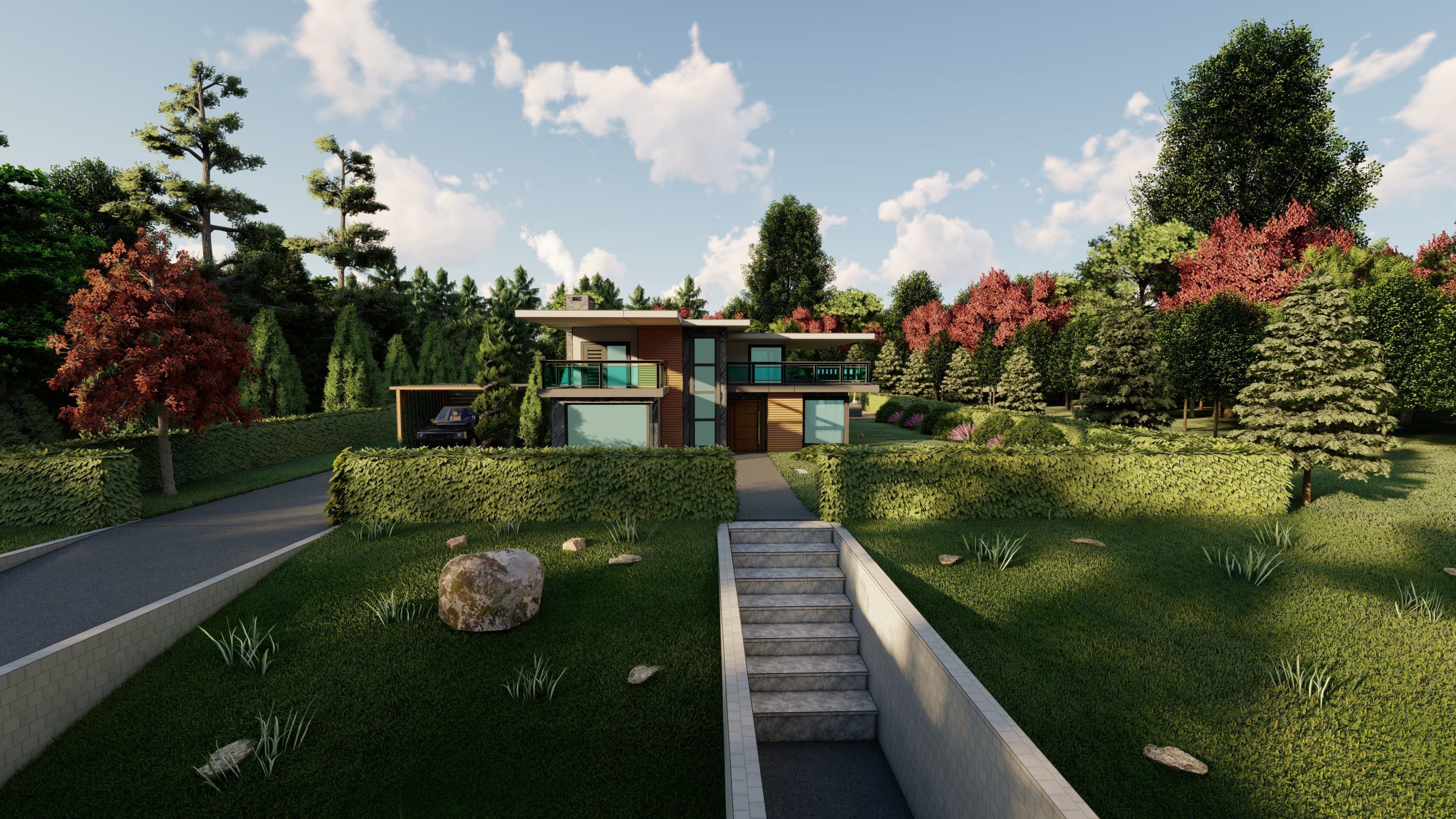 3D Villa With Garden 2 3D model_4