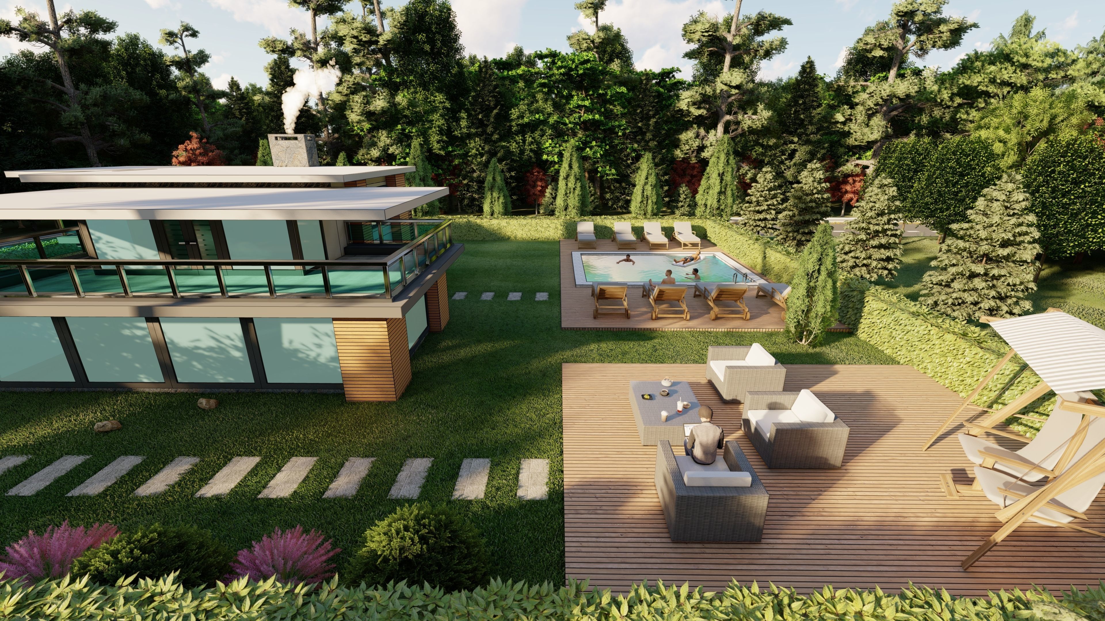 3D Villa With Garden 2 3D model_8
