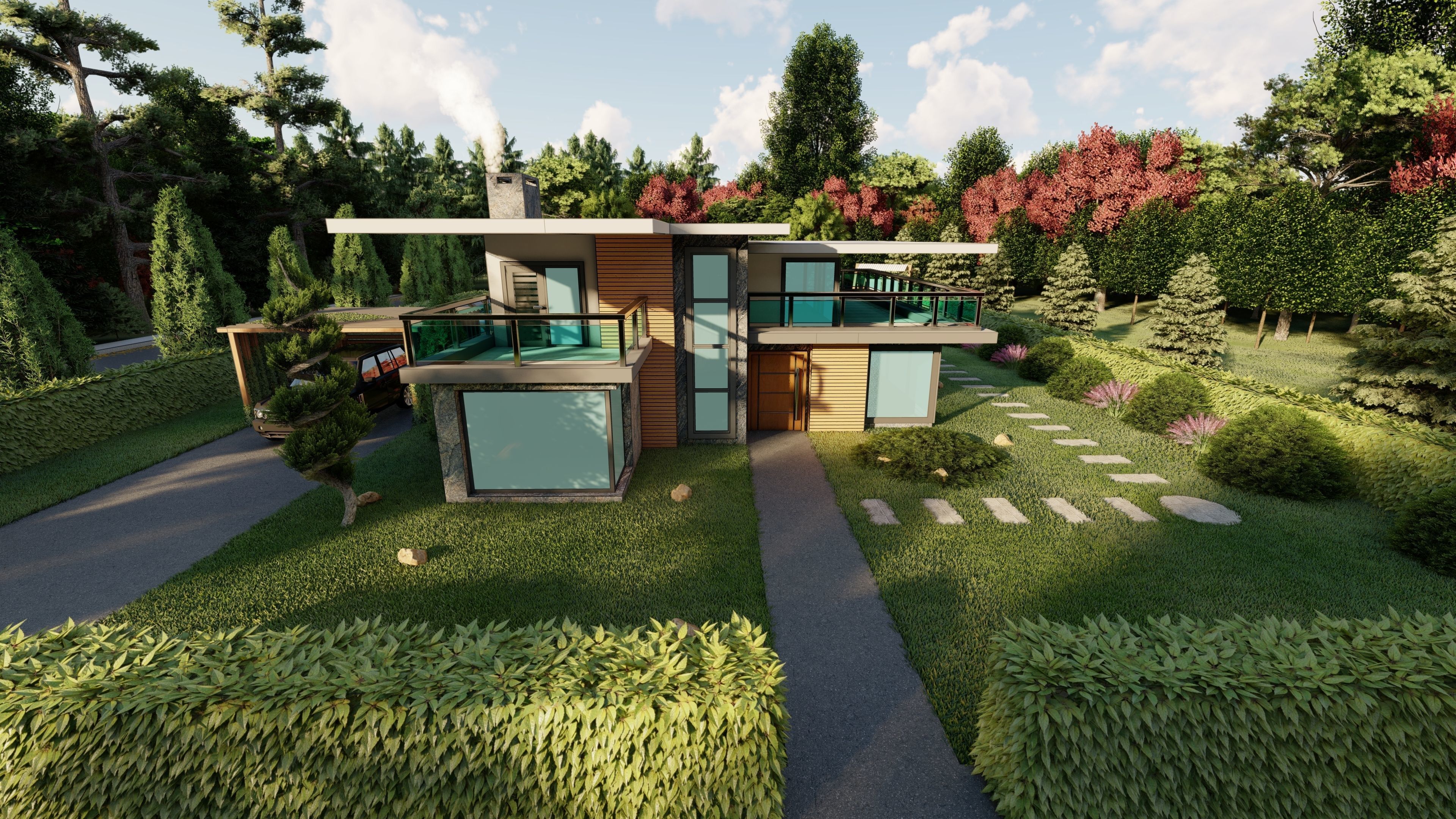 3D Villa With Garden 2 3D model_3