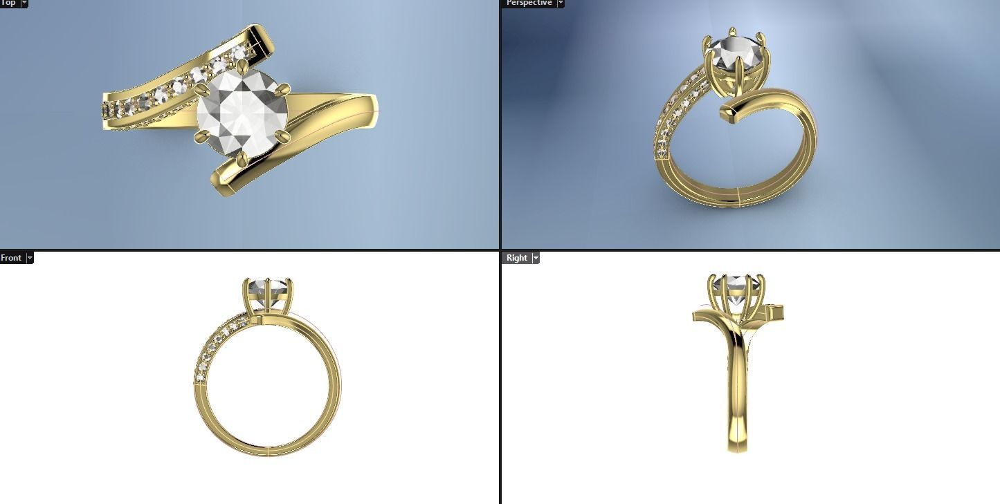 3 ways stony ring 3D print model_2