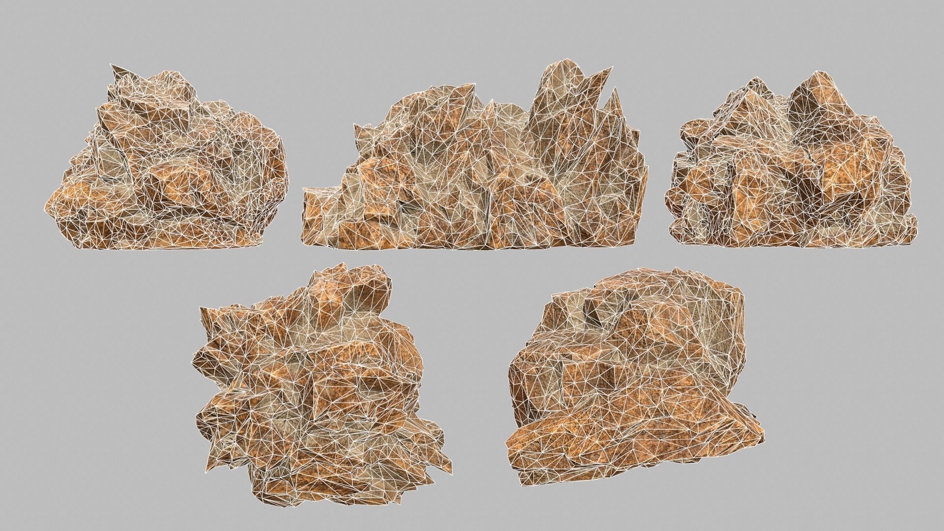 Rock Set Low-poly 3D model_1