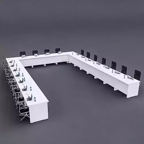 Modular Meeting table Low-poly 3D model