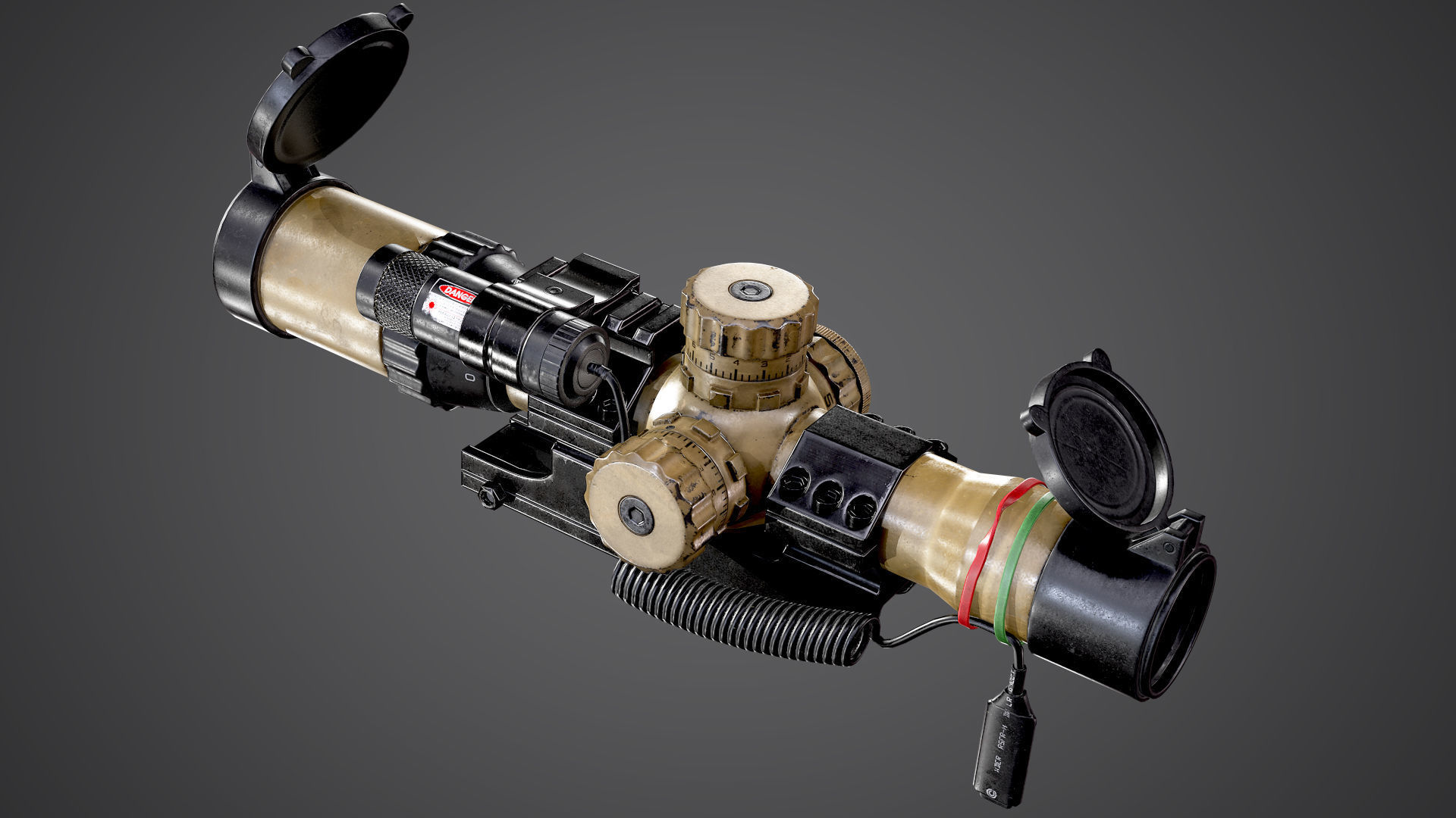 Sniper Optic Assault Scope 1 - 4x28 AAA FPS Game Ready Asset Low-poly 3D model_4